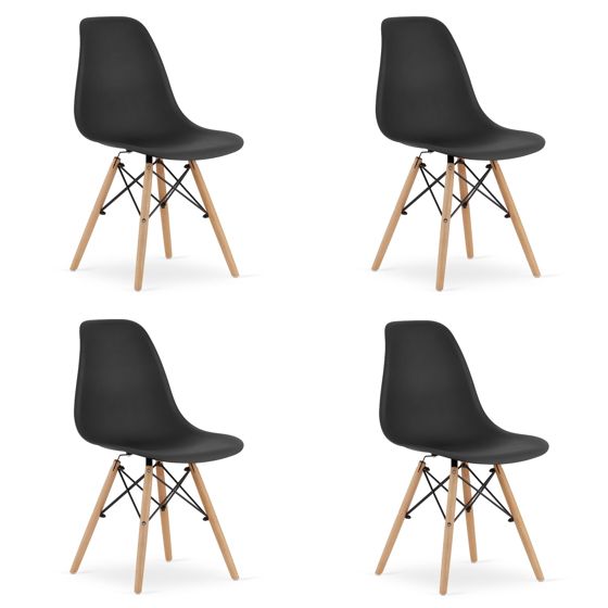 OSAKA-tuoli, musta, luonnonväriset jalat (4 kpl)