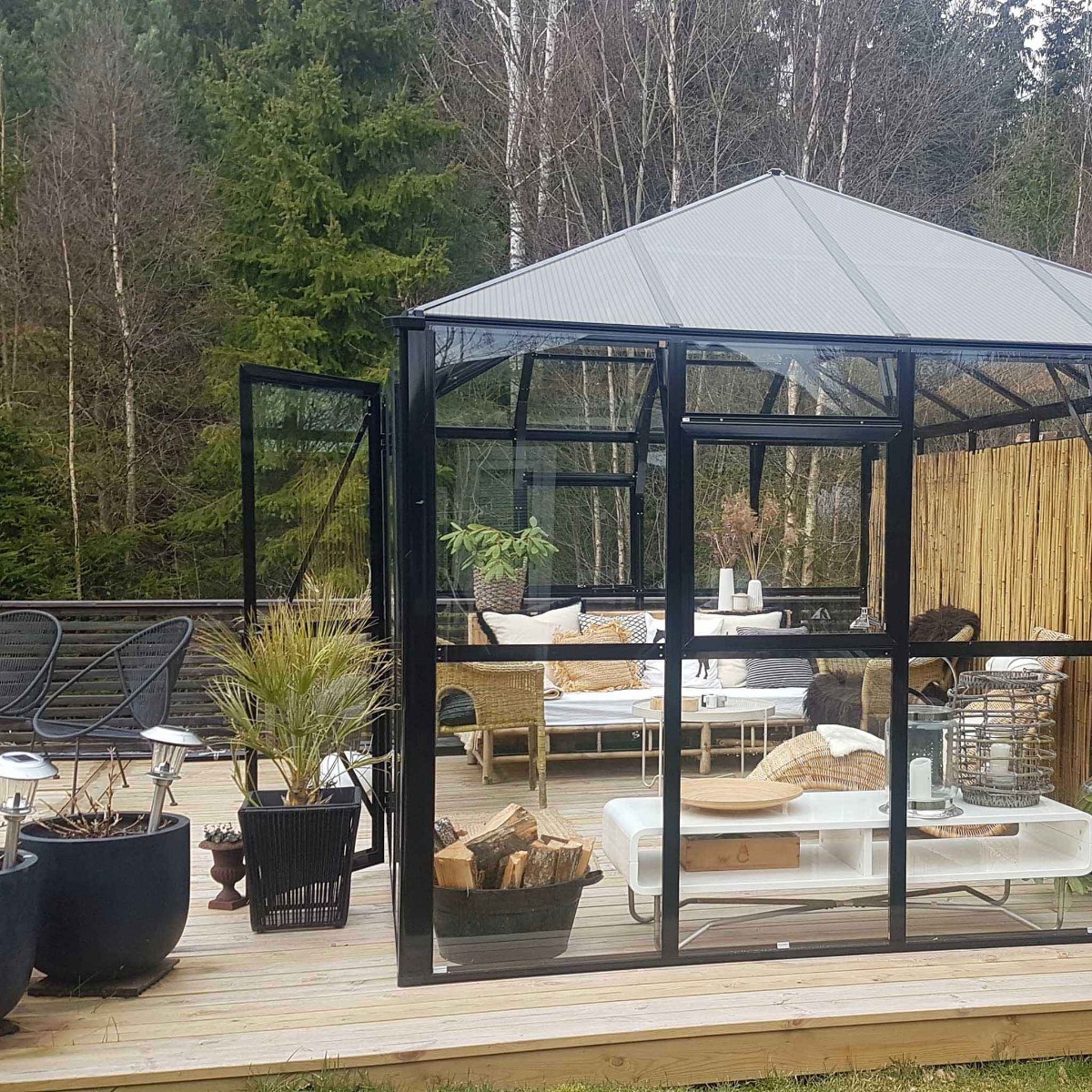 Metalcraft Kasvihuone Gazebo Premium, 12,9m², 4mm turvalasi, musta