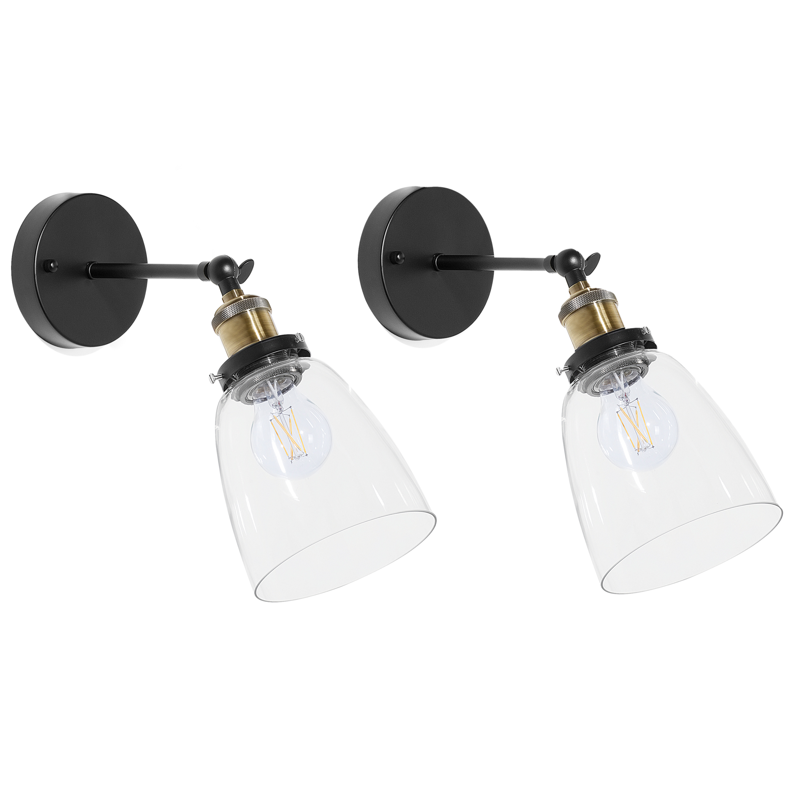 Seinävalaisinsetti 2 kpl LOVAT säädettävä metalli Kirkas Musta