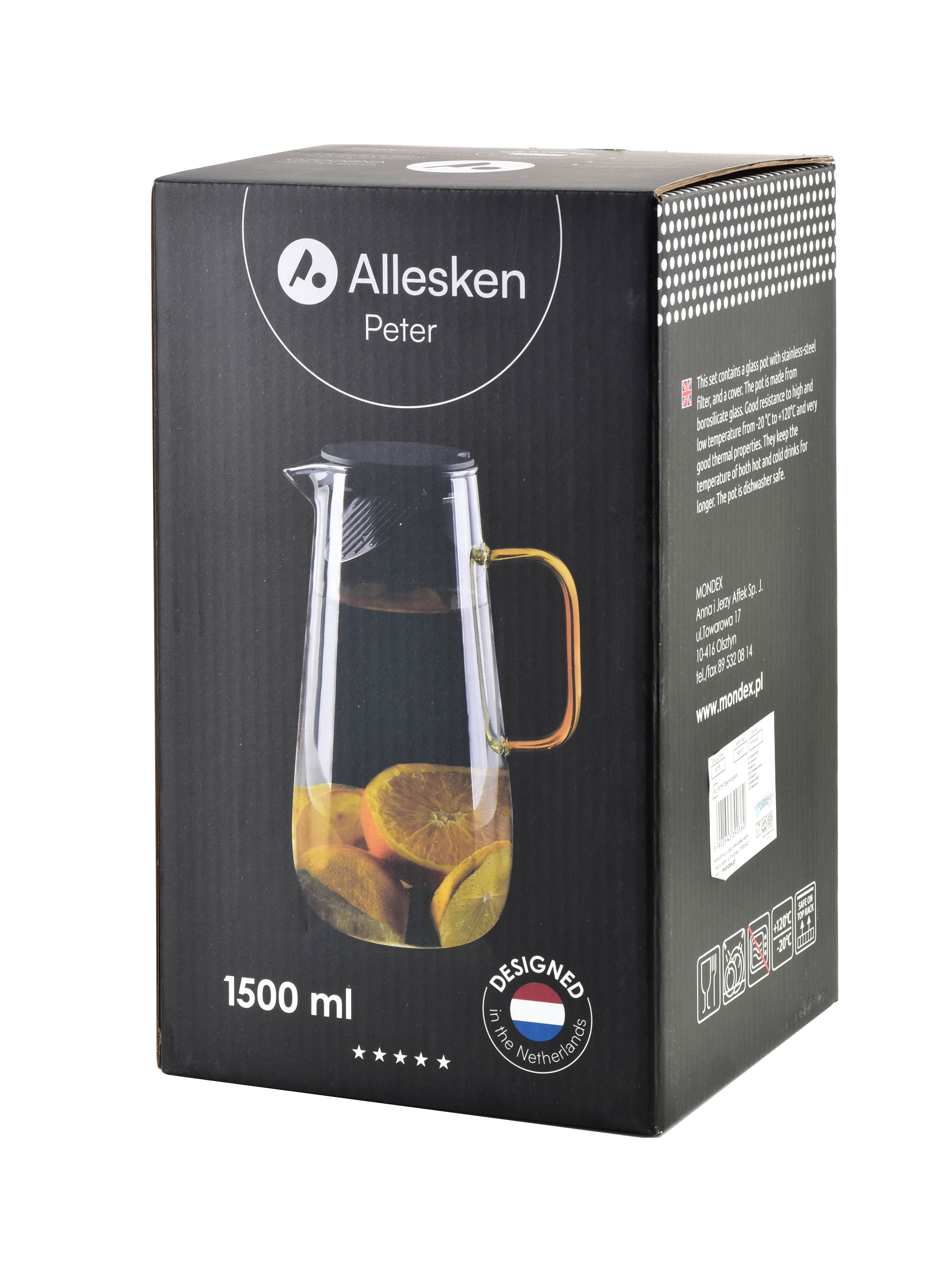 Juomakannu borosilikaattilasi Affekdesign PETER 1,5 l harmaa 1 kpl