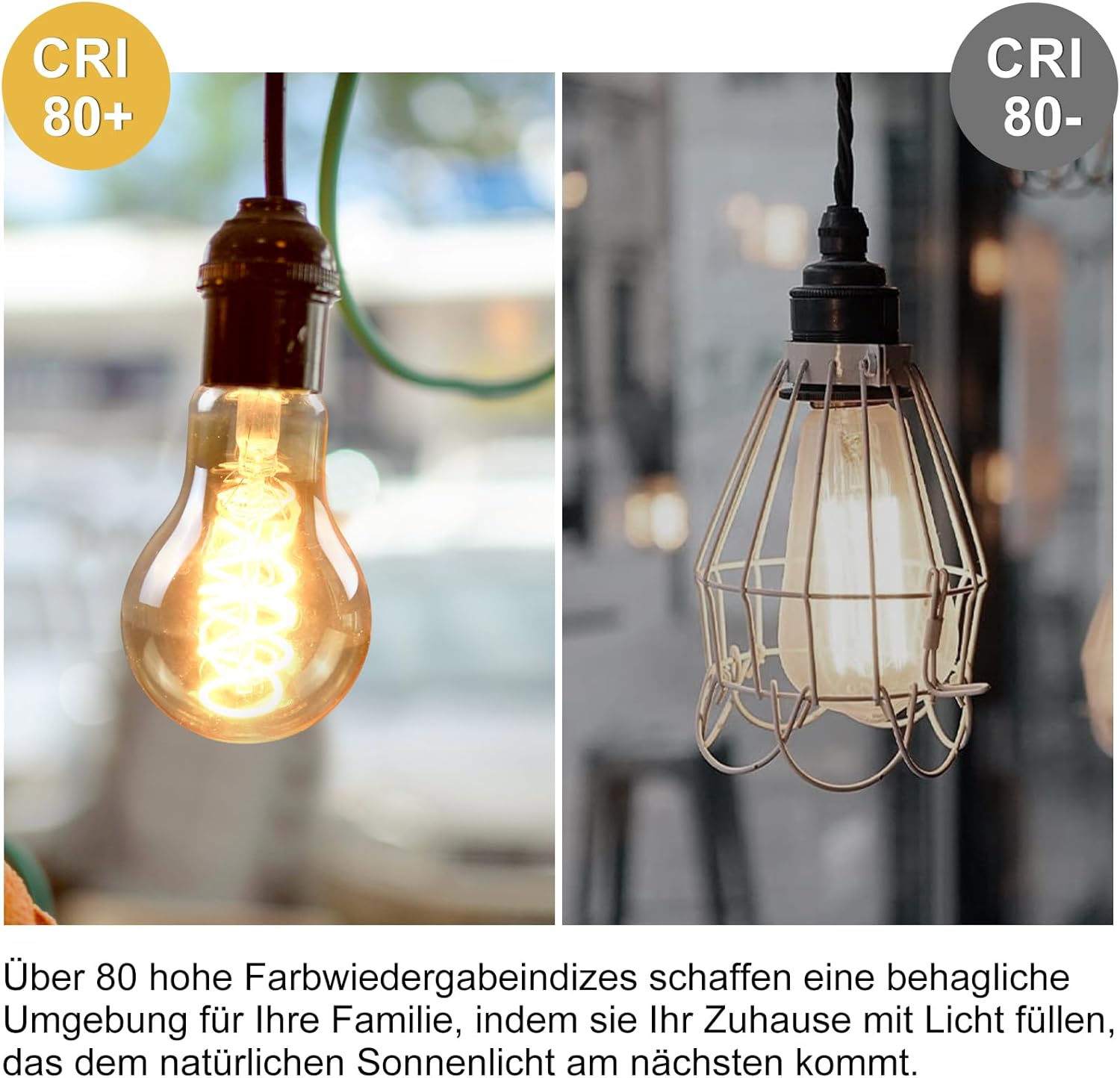 ZMH kpl E27 A60 -vinyylilankaa LED-lampuille – 4 W 2200 K erittäin lämmintä valoa – retrohenkinen ja koristeellinen tyyli