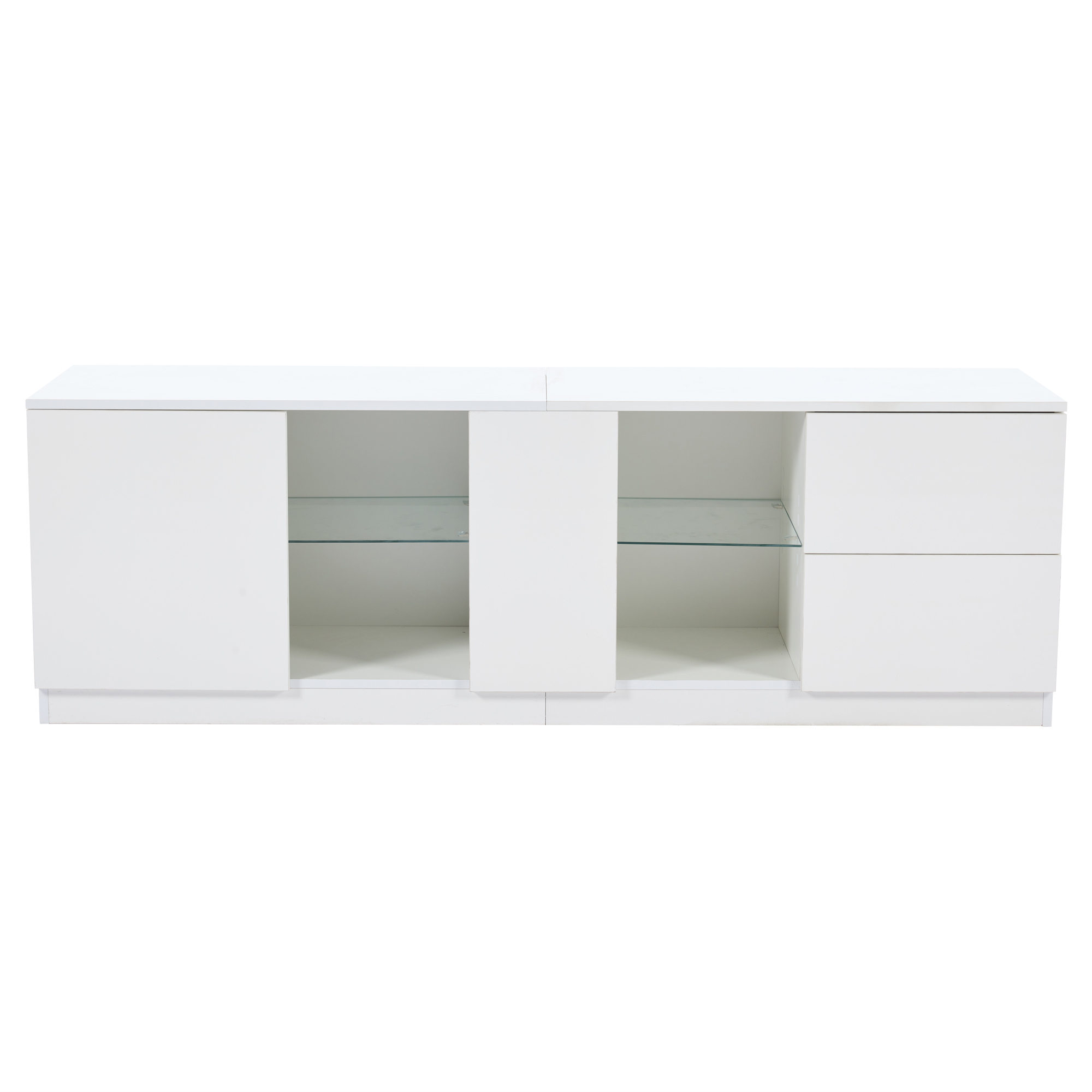 TV-taso 160x40x52 cm valkoinen MDF säilytyksellä ja LED-valaistuksella