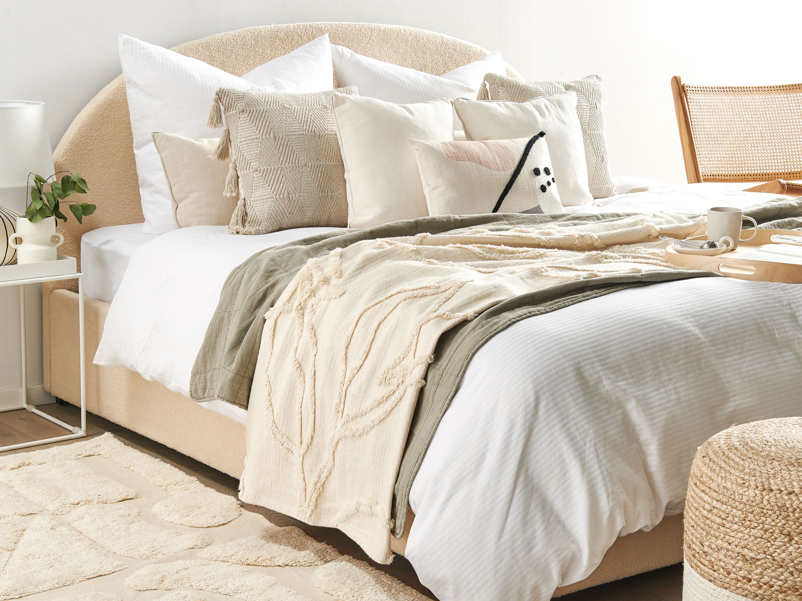 Torkkupeitto ACACIA puuvilla 130 x 160 cm Beige