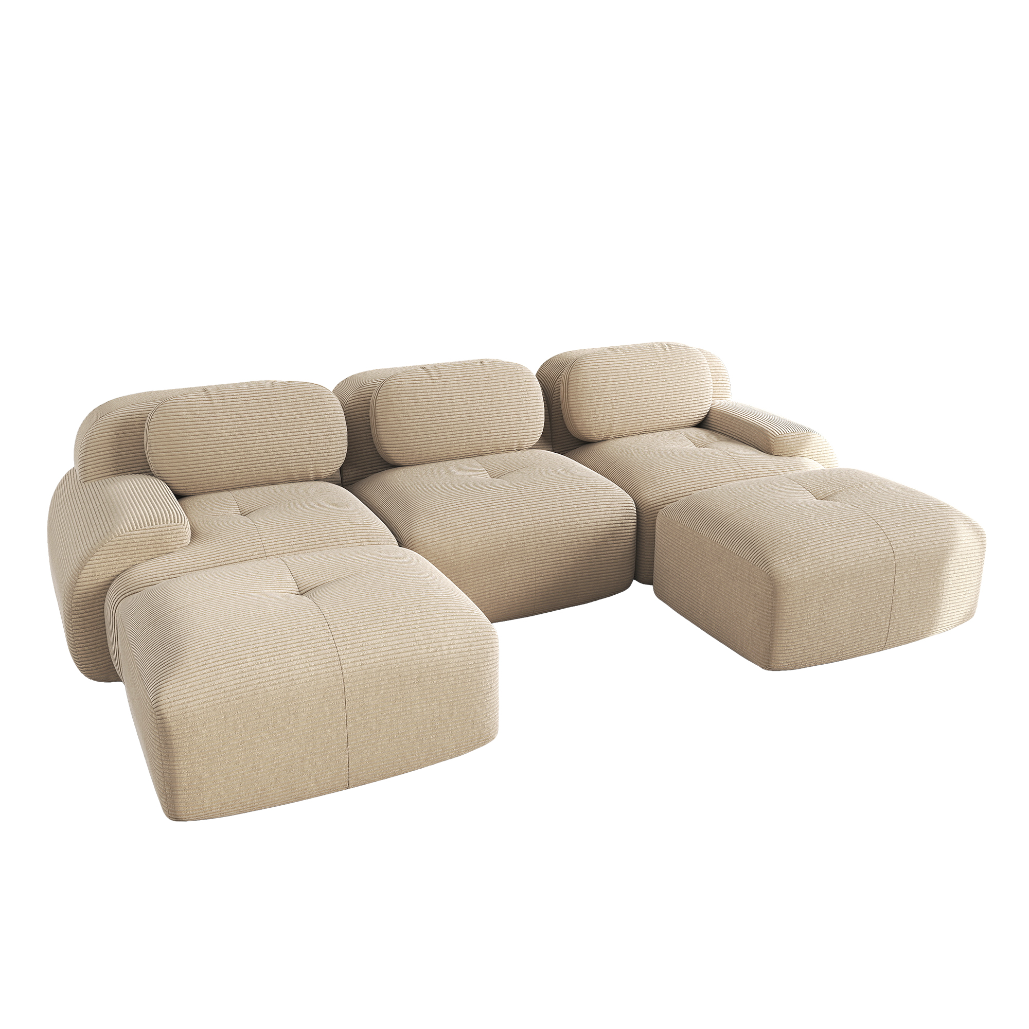 moduulisohva 4-paikkainen beige kankas skandinaavinen säilytystilalla varustettu