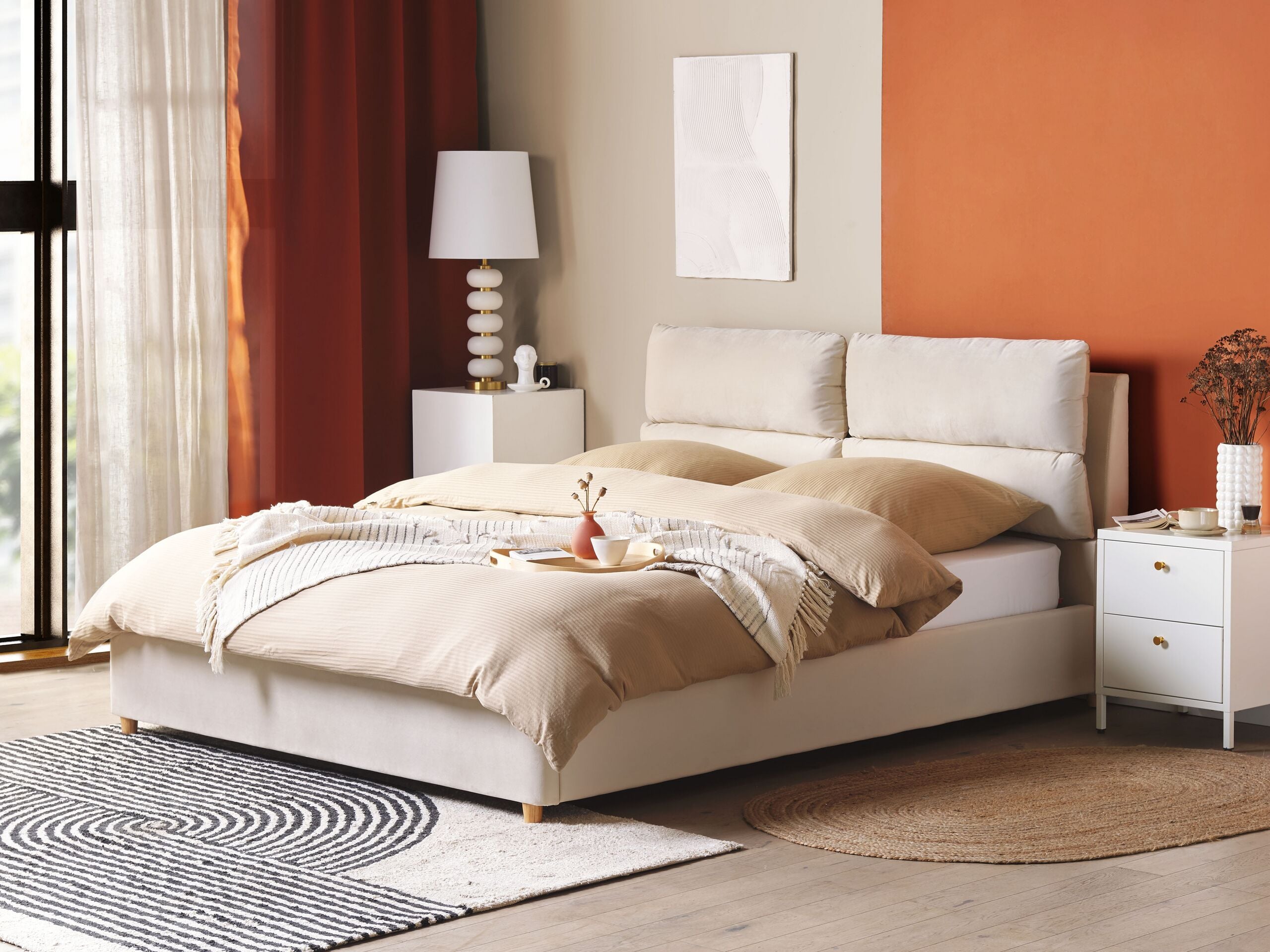 Sänky säilytystilalla BATILLY Sametti Vaaleanbeige 160 x 200 cm
