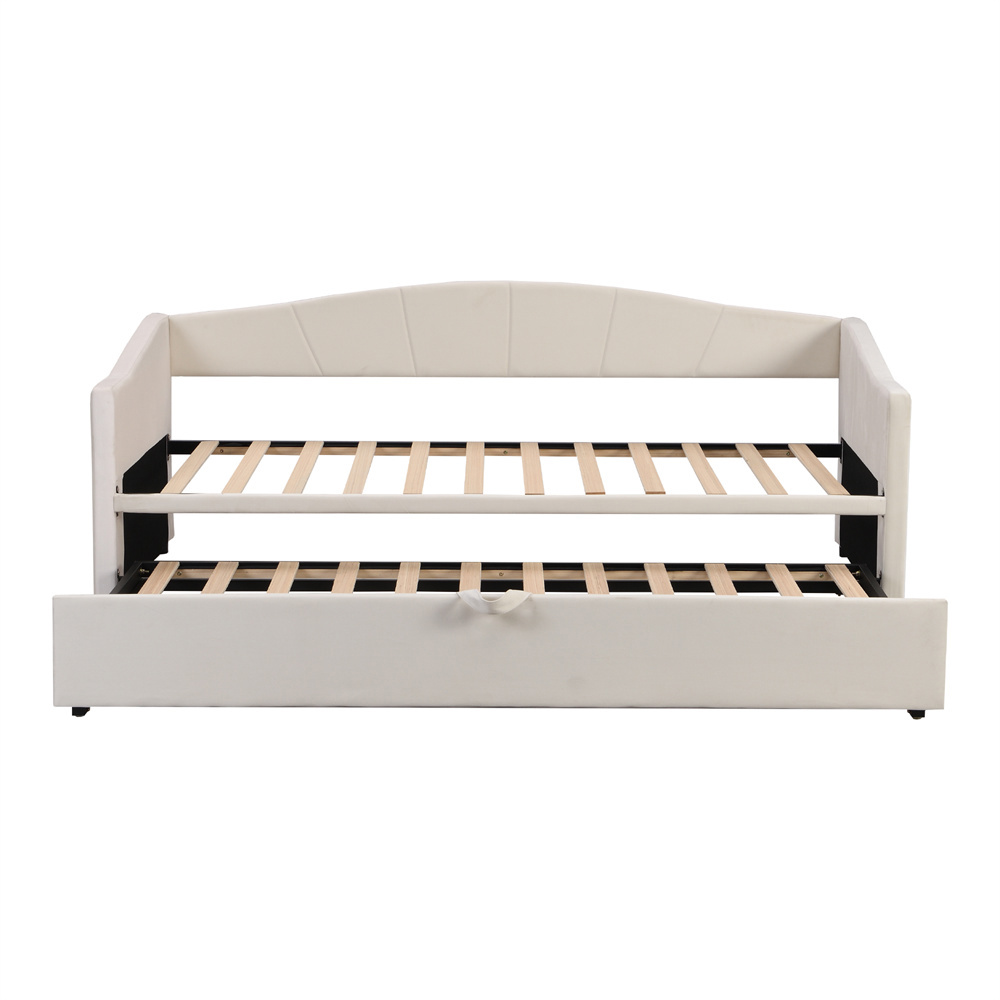 Vuodesohva 90/180 x 200 cm, Beige Sametti