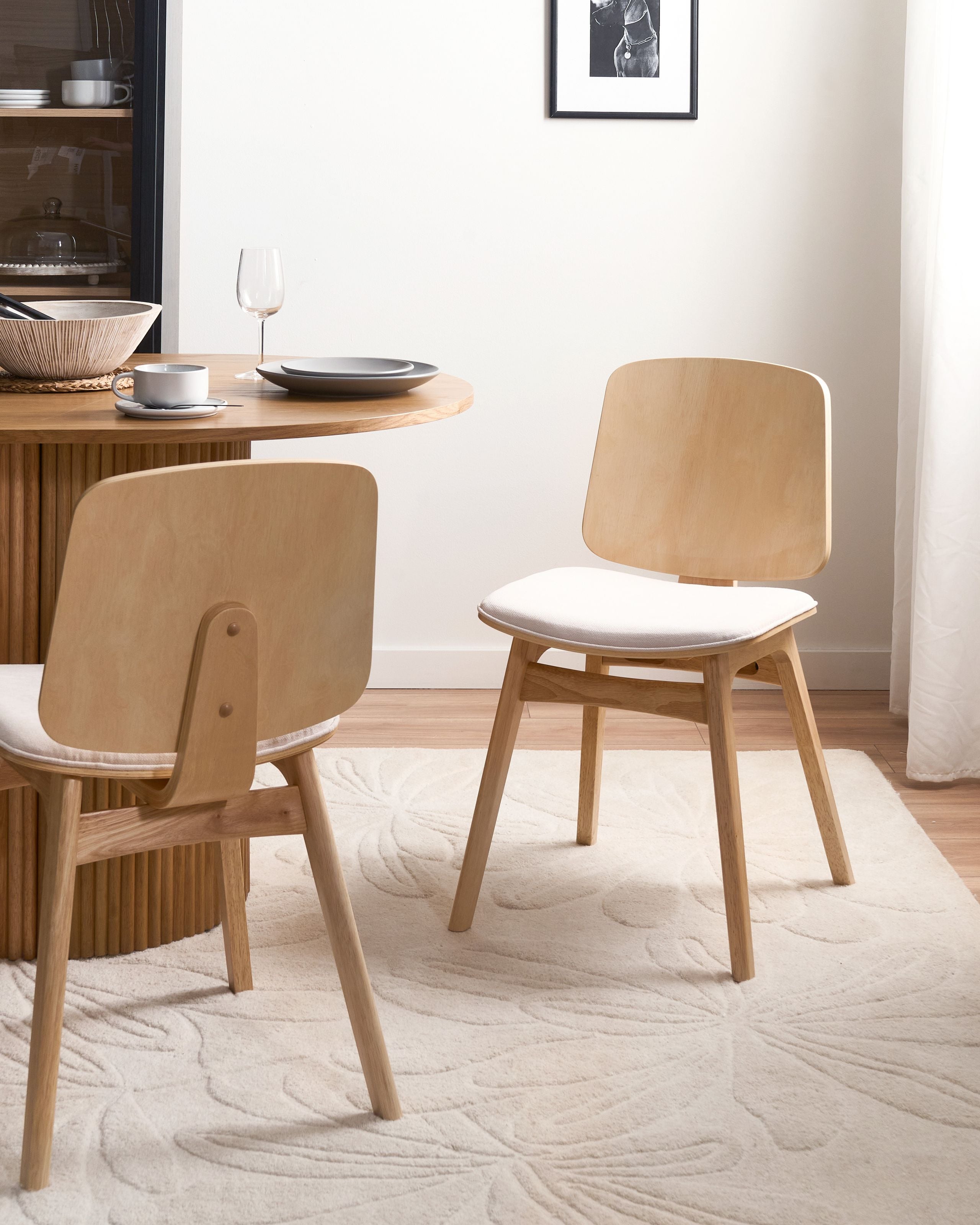 Ruokatuolisetti 2 kpl CHARLESTON Puu Vaaleanruskea/vaaleanbeige