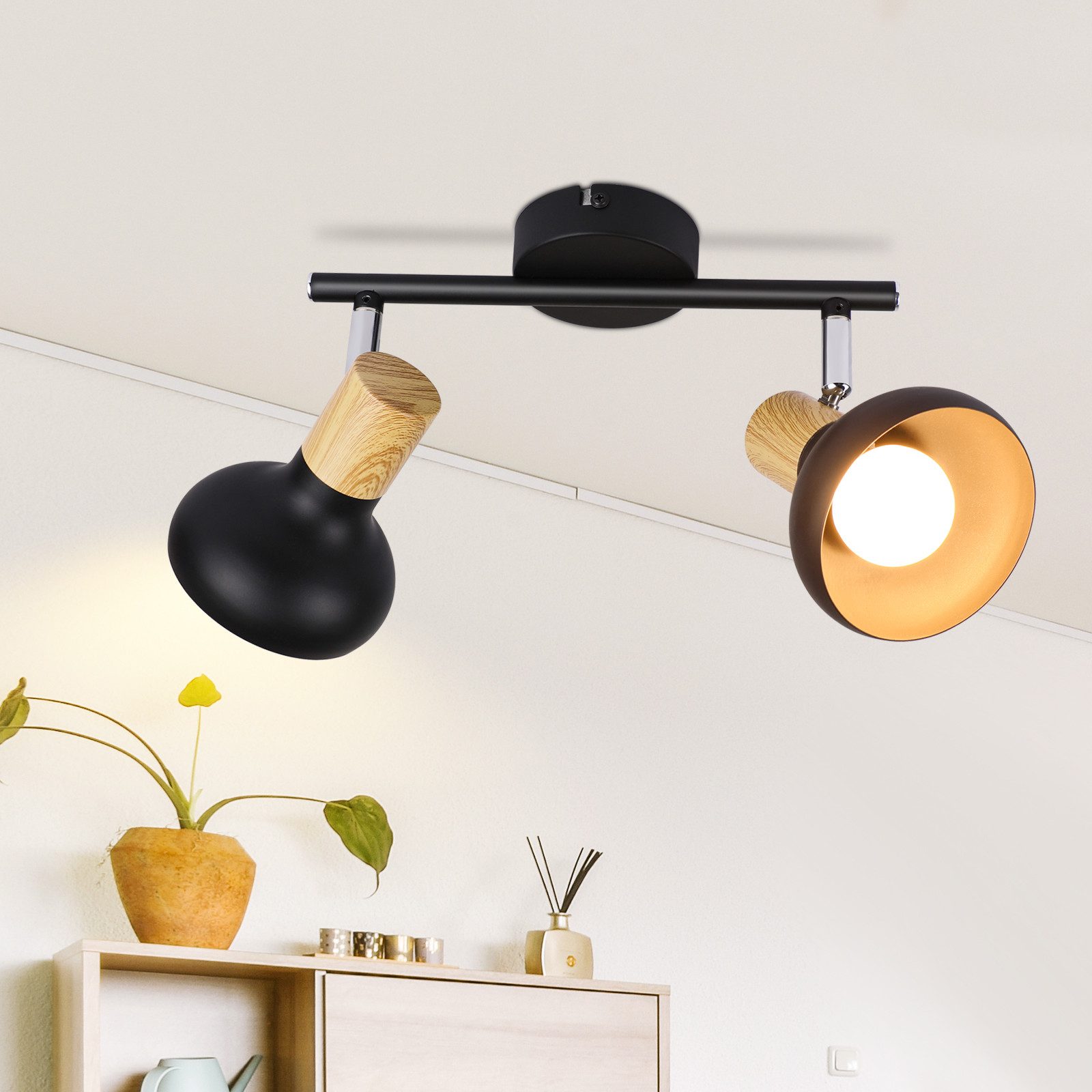 NETTLIFE - kattovalaisin, kohdevalaisin, 2 liekkiä, E14, vintage - musta, kattovalaisin olohuoneeseen, hotelliin