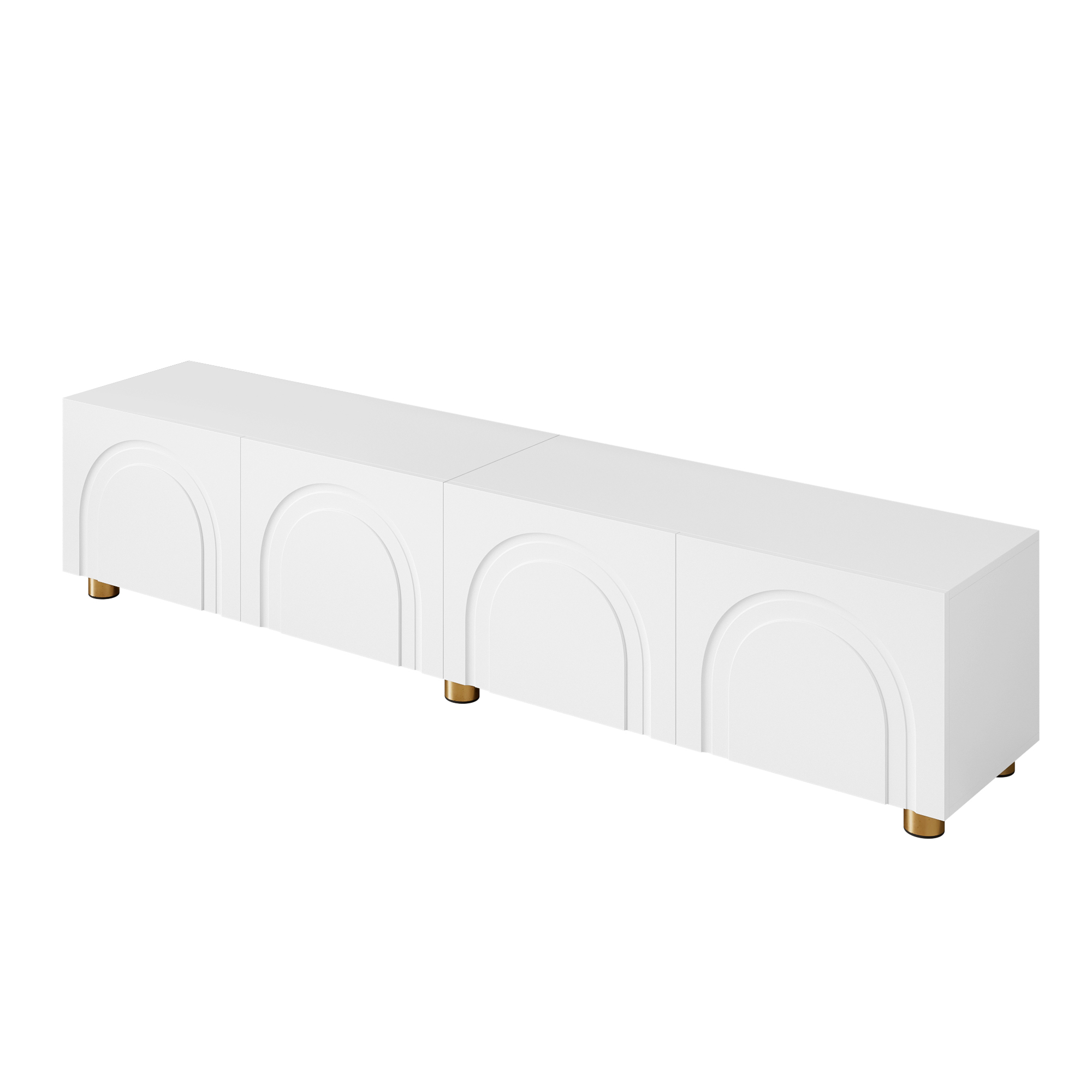 TV-taso 180x35x40 cm valkoinen MDF lastulevy säilytyksellä liukuovilla metallijalat