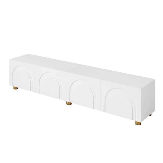 TV-taso 180x35x40 cm valkoinen MDF lastulevy säilytyksellä liukuovilla metallijalat