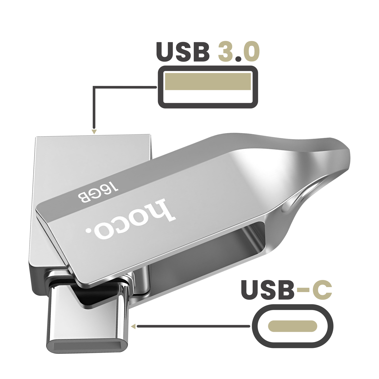 USB 3.0 / USB-C -muistitikku 16 Gt nopealla tiedonsiirrolla jopa 150 Mt/s