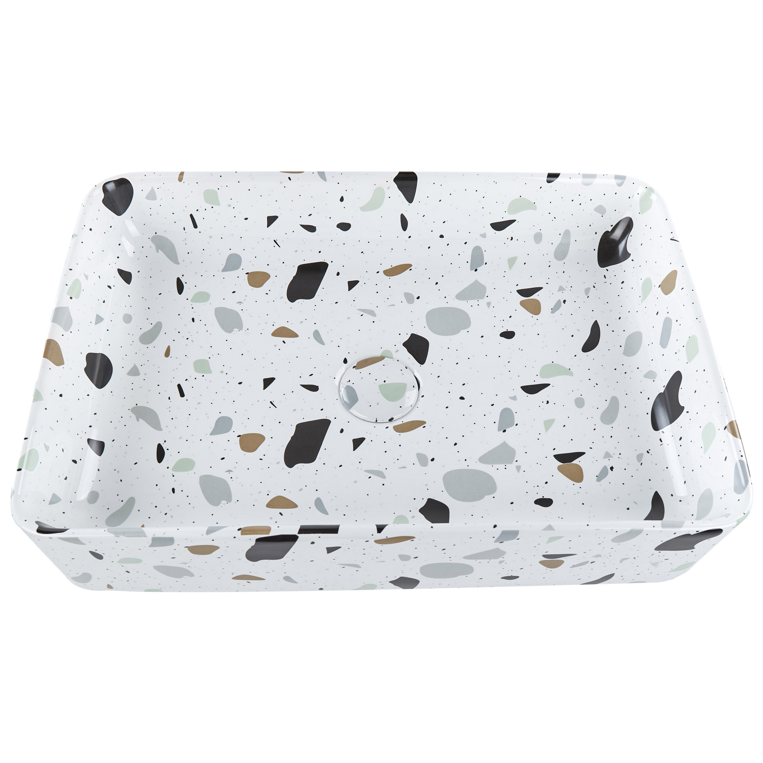 Pesuallas tason päälle NULES 51 x 34 cm Keramiikka Terrazzo-kuvio Valkoinen