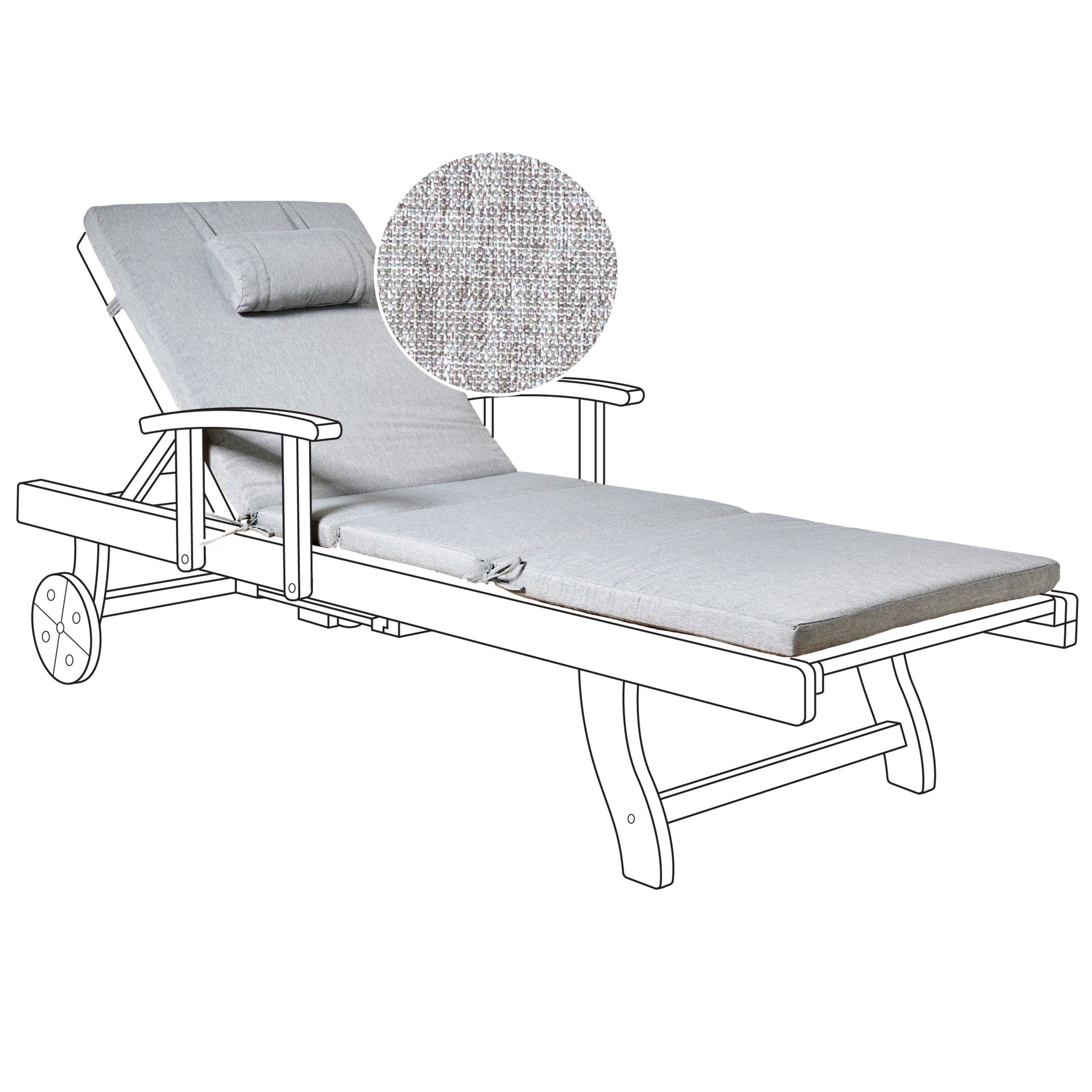 Aurinkotuolin pehmuste TOSCANA/JAVA/AMANTEA PREMIUM 189 x 58 cm Meleerattu harmaa