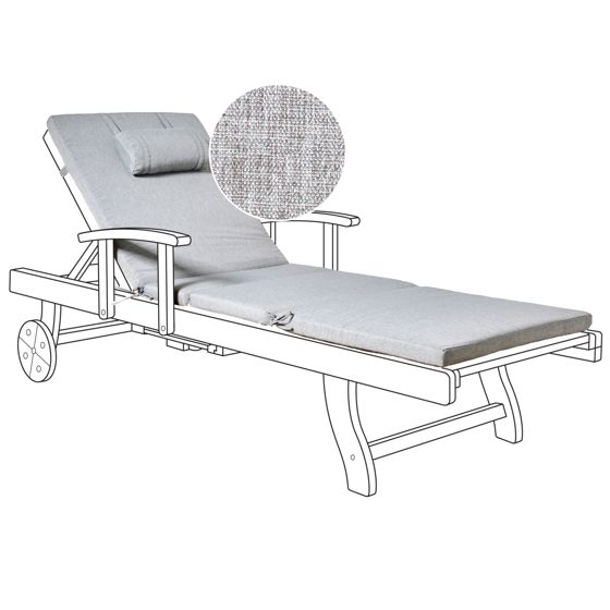 Aurinkotuolin pehmuste TOSCANA/JAVA/AMANTEA PREMIUM 189 x 58 cm Meleerattu harmaa