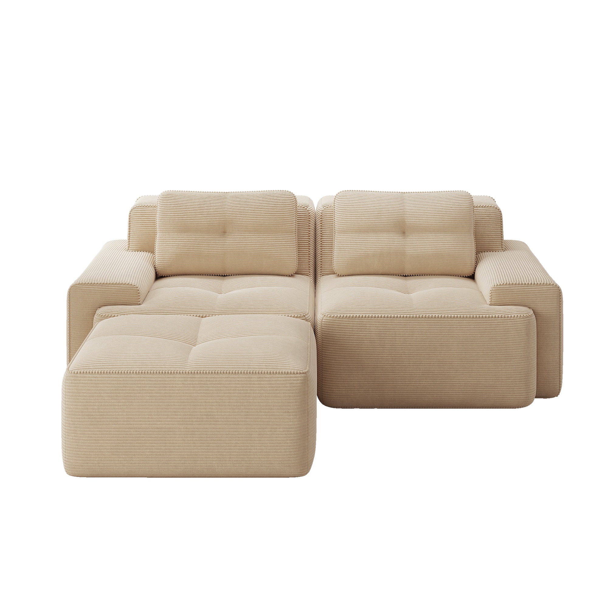moduulisohva 4-paikkainen beige corduroy moderni vuodesohva