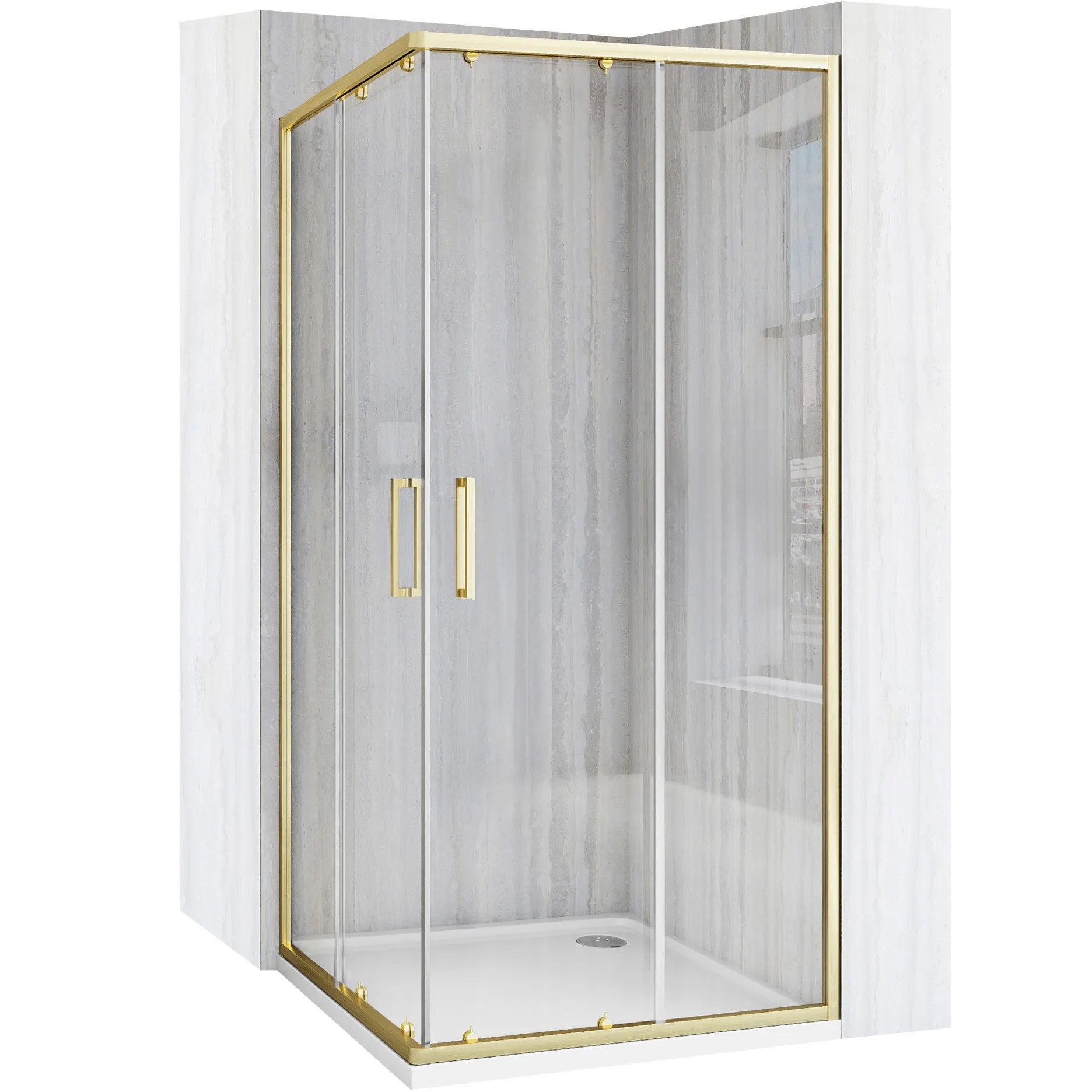 REA Suihkukaappi CITY 80x80 + Suihkuallas Harjattu kulta, 80X80X190CM