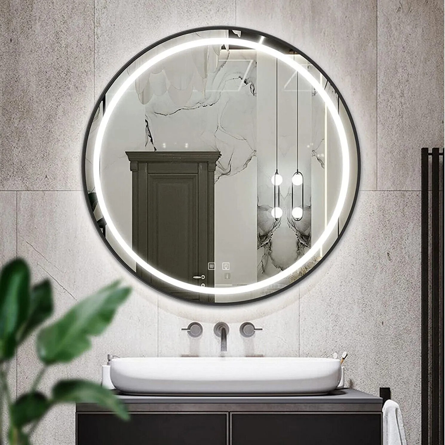 REA peili LED P11398 MMJ 90 Musta, 90x90x90cm