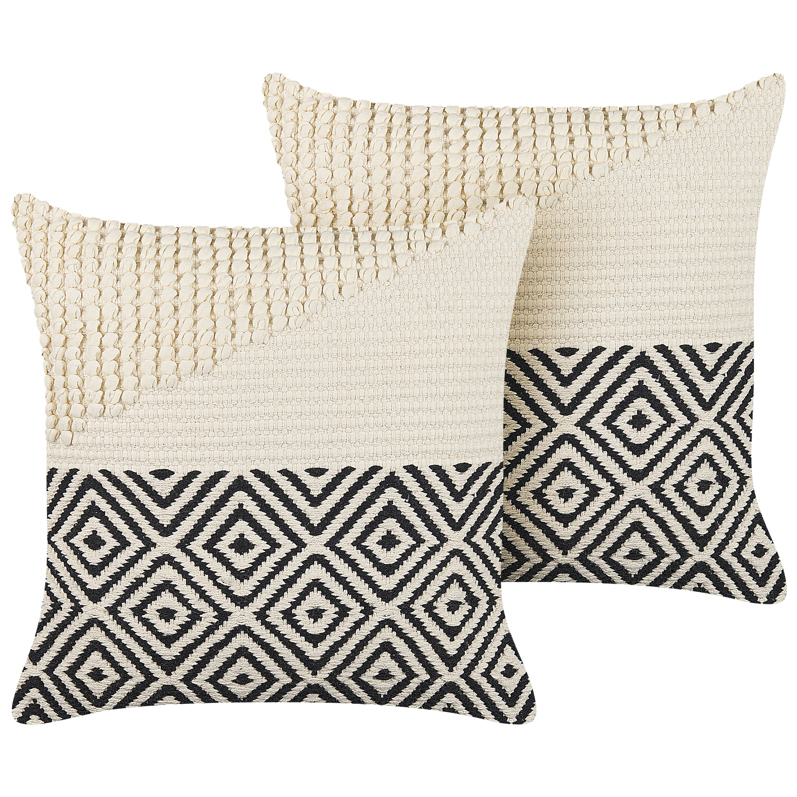 Koristetyynysetti 2 kpl CALANTHE 45 x 45 cm Puuvilla Beige Geometrinen kuvio