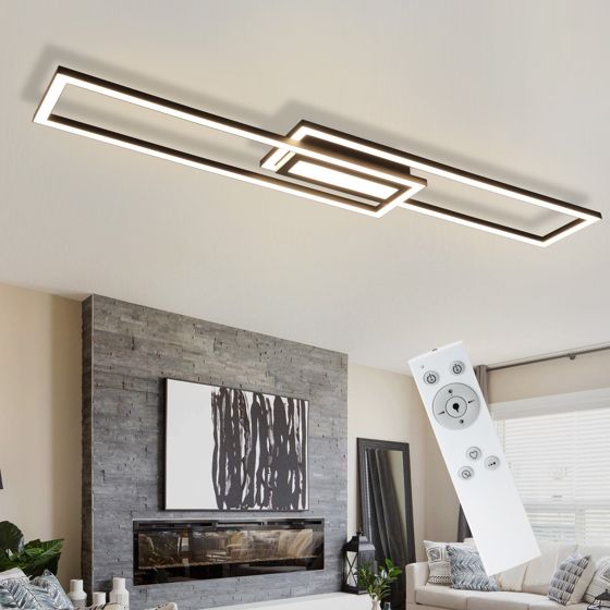 NETTLIFE LED - kattovalaisin, musta Kattovalaisin, moderni, geometrinen, himmennettävä Kattovalaistus Kaukosäätimellä