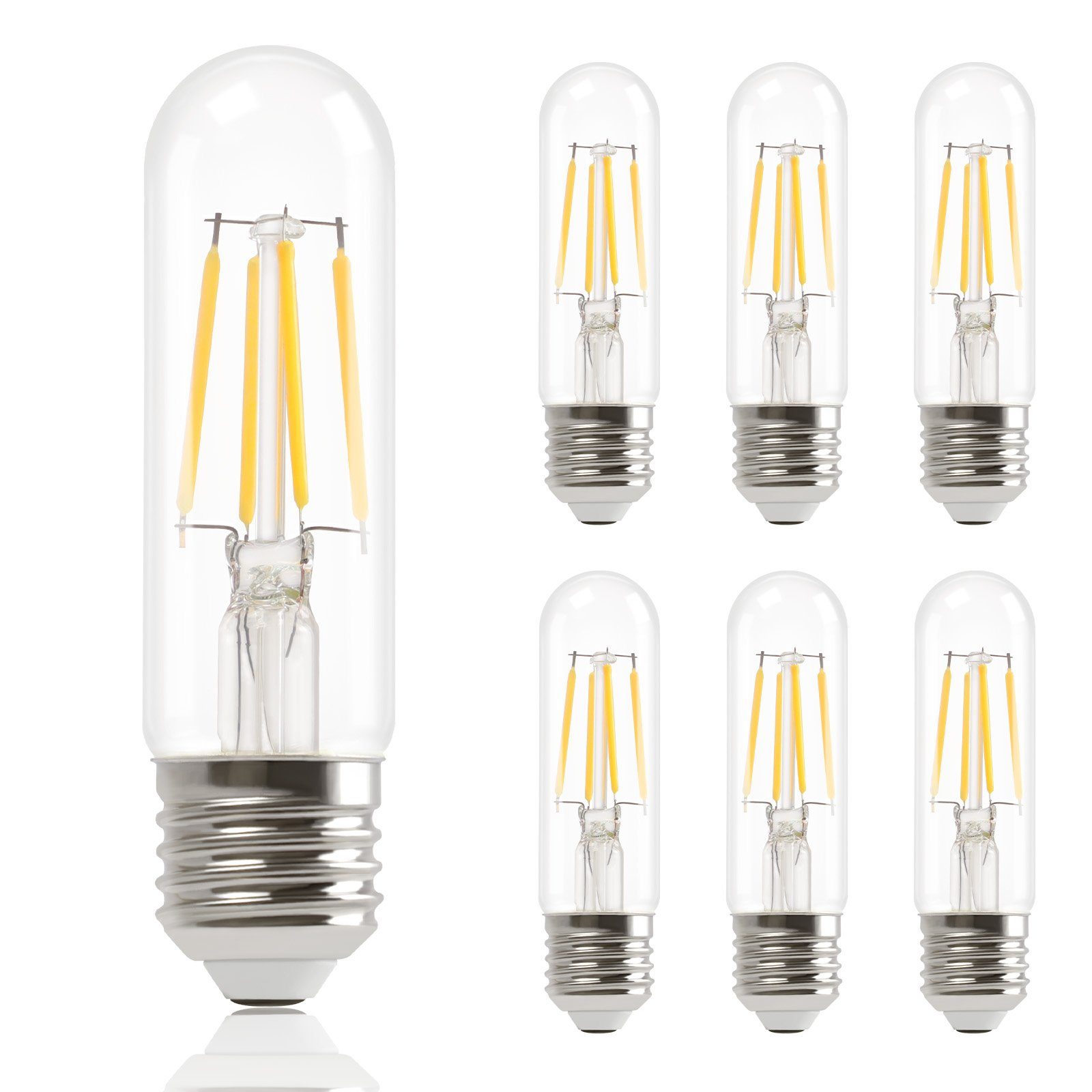 NETTLIFE 6 kpl E27 LED-lamppuja, lämmin valkoinen, T30, 4 W, Edison Vintage -hehkulamppuja, 2700 K, energiansäästö, ei-himmennettävä kanta