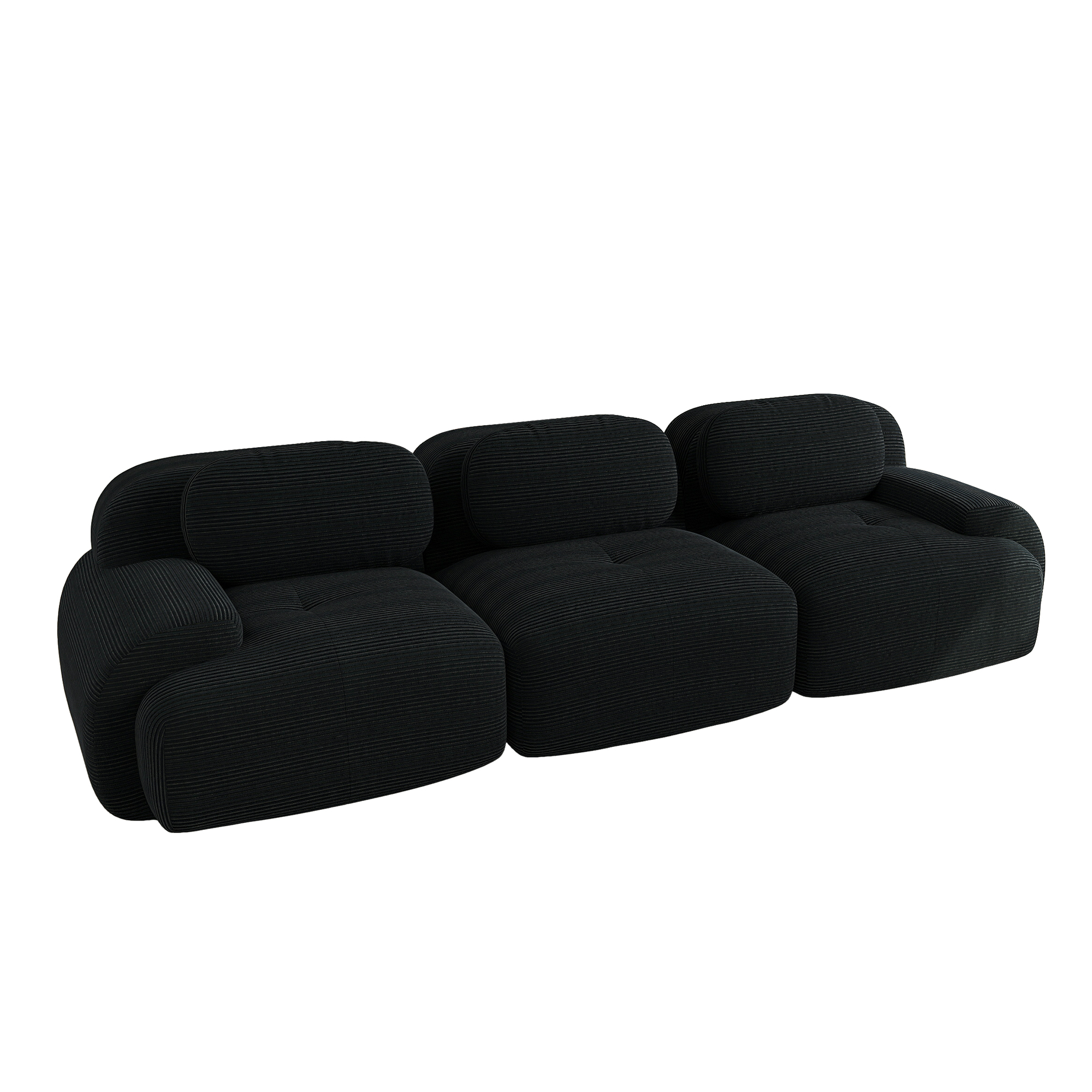 moduulisohva 3-paikkainen musta korduroy moderni säädettävä ergonominen