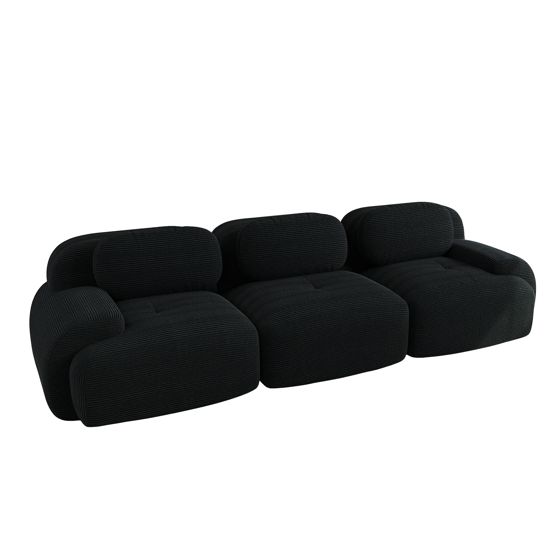 moduulisohva 3-paikkainen musta korduroy moderni säädettävä ergonominen