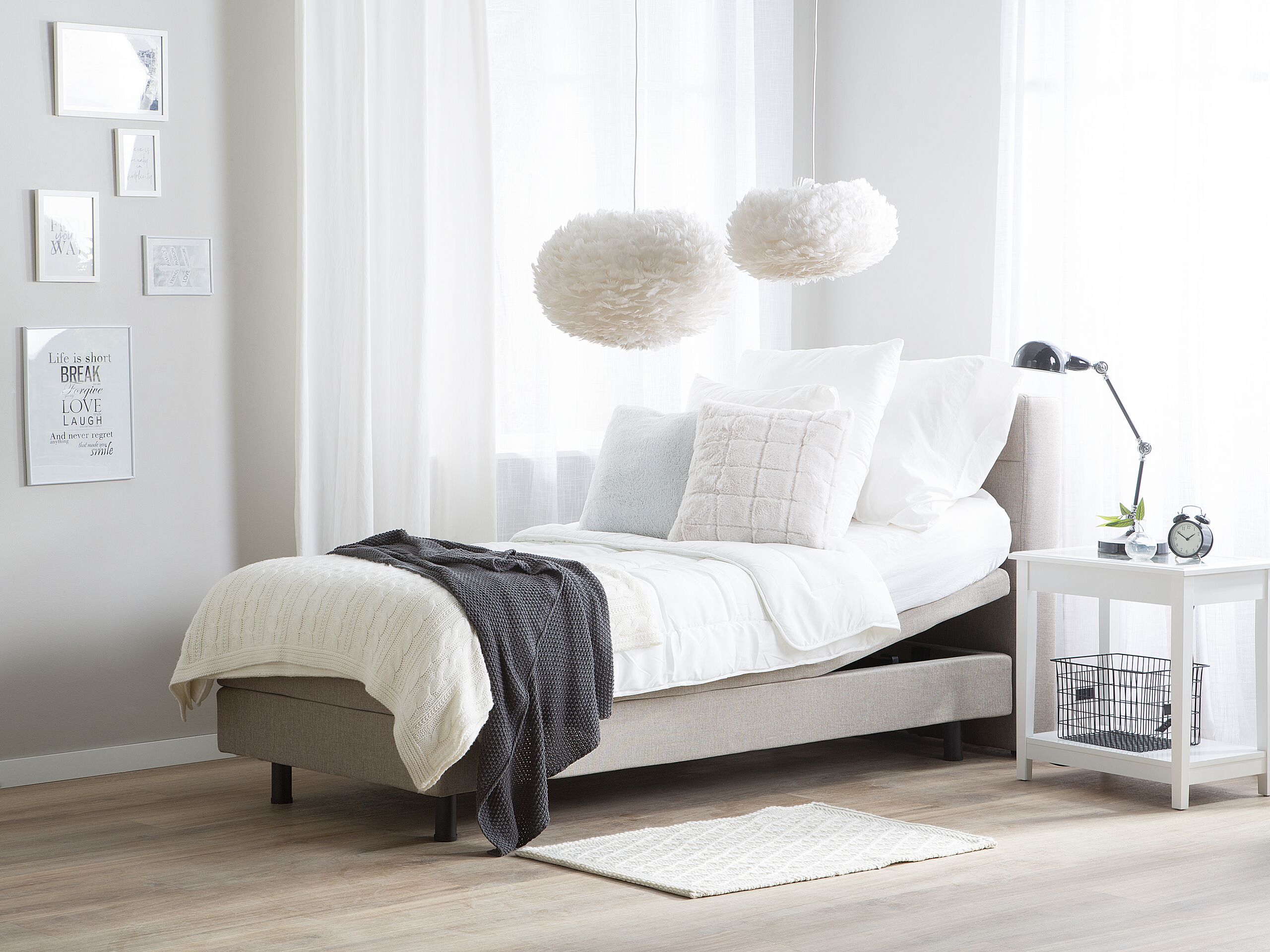 Sänky säädettävä ilman sängynpäätyä Kangas DUKE 90 x 200 cm Beige