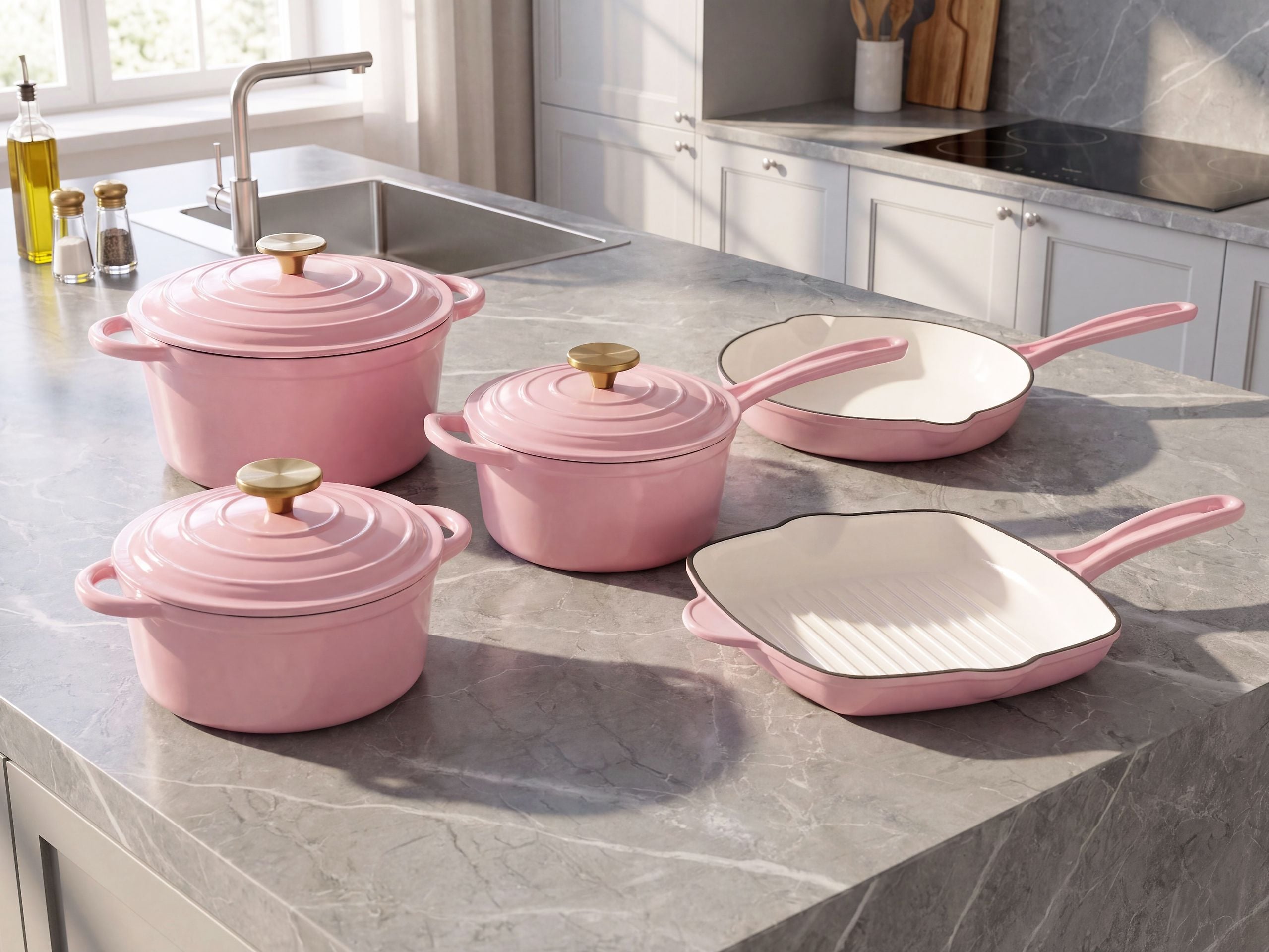 Valurautasetti 8 osaa FEURA Pastellipinkki