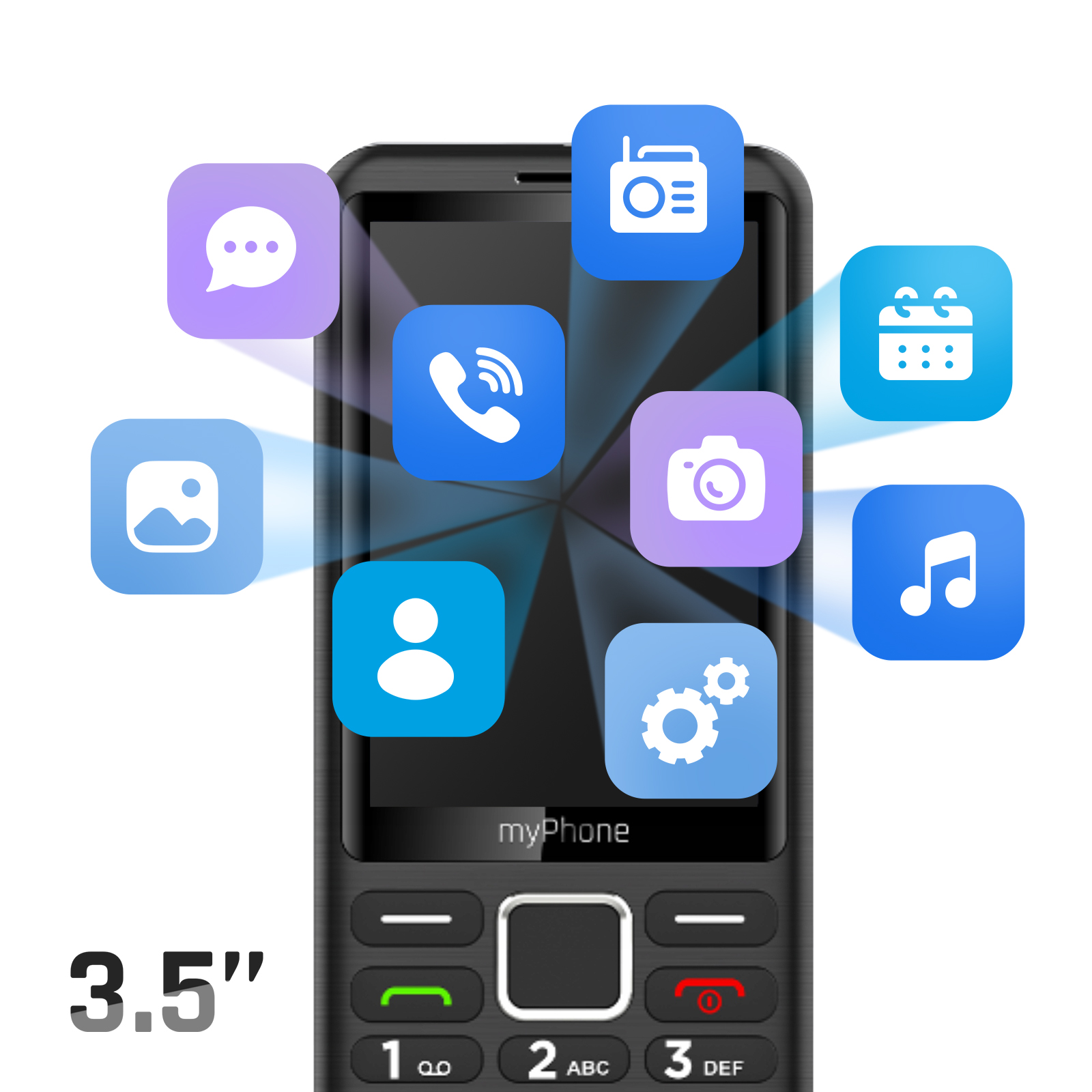 myPhone 3510 LTE -seniorikännykkä, suuri näyttö, 7 päivän akunkesto