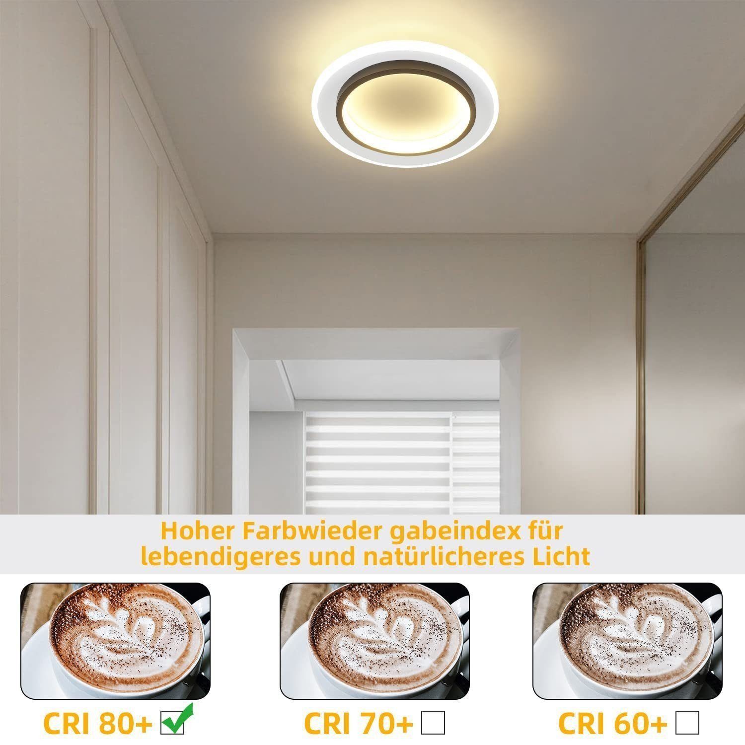 NETTLIFE LED - kattovalaisin Valkoinen 14W pyöreä, eteisvalaisin 3000K lämmin Valkoinen moderni, 235 cm