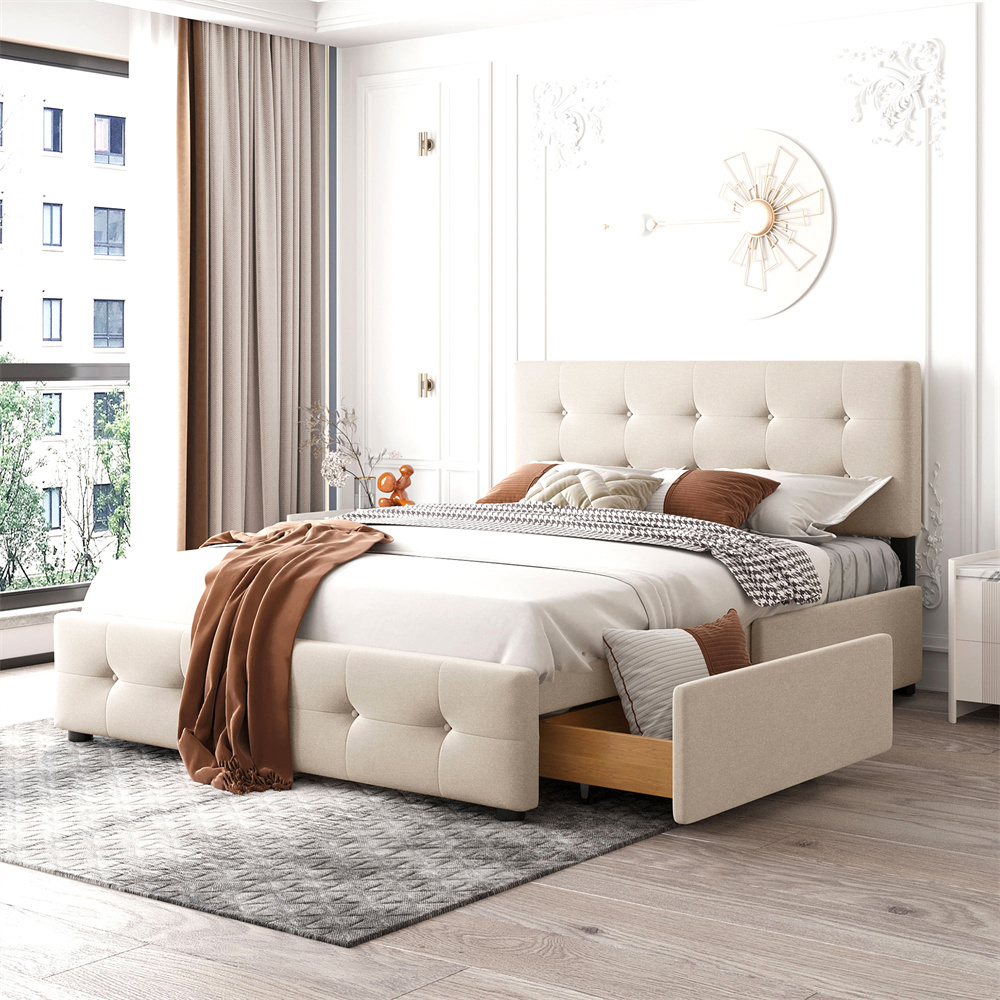 Verhoiltu Parisänky 140 x 200 cm, Beige Sametti, Laatikot