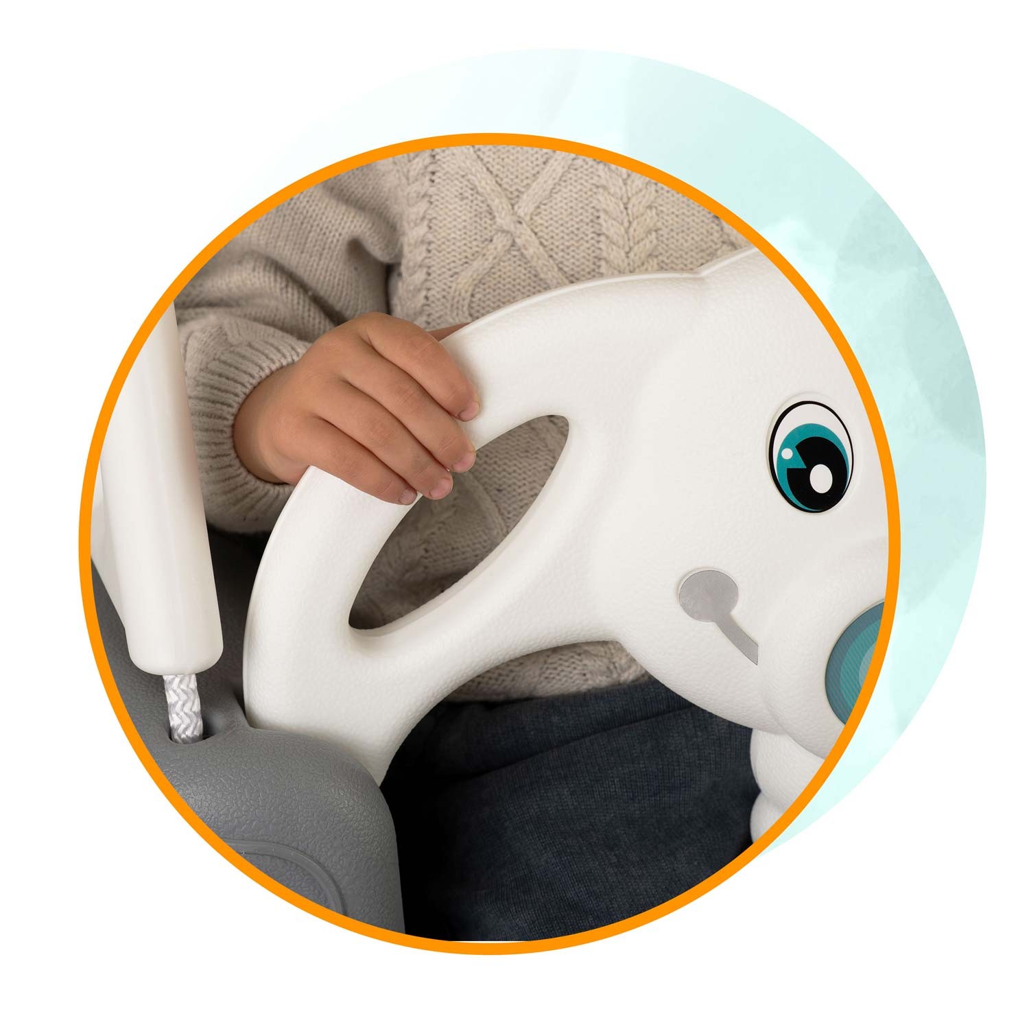 Ricokids 3-in-1 norsu-ämpärikeinu, harmaa ja valkoinen