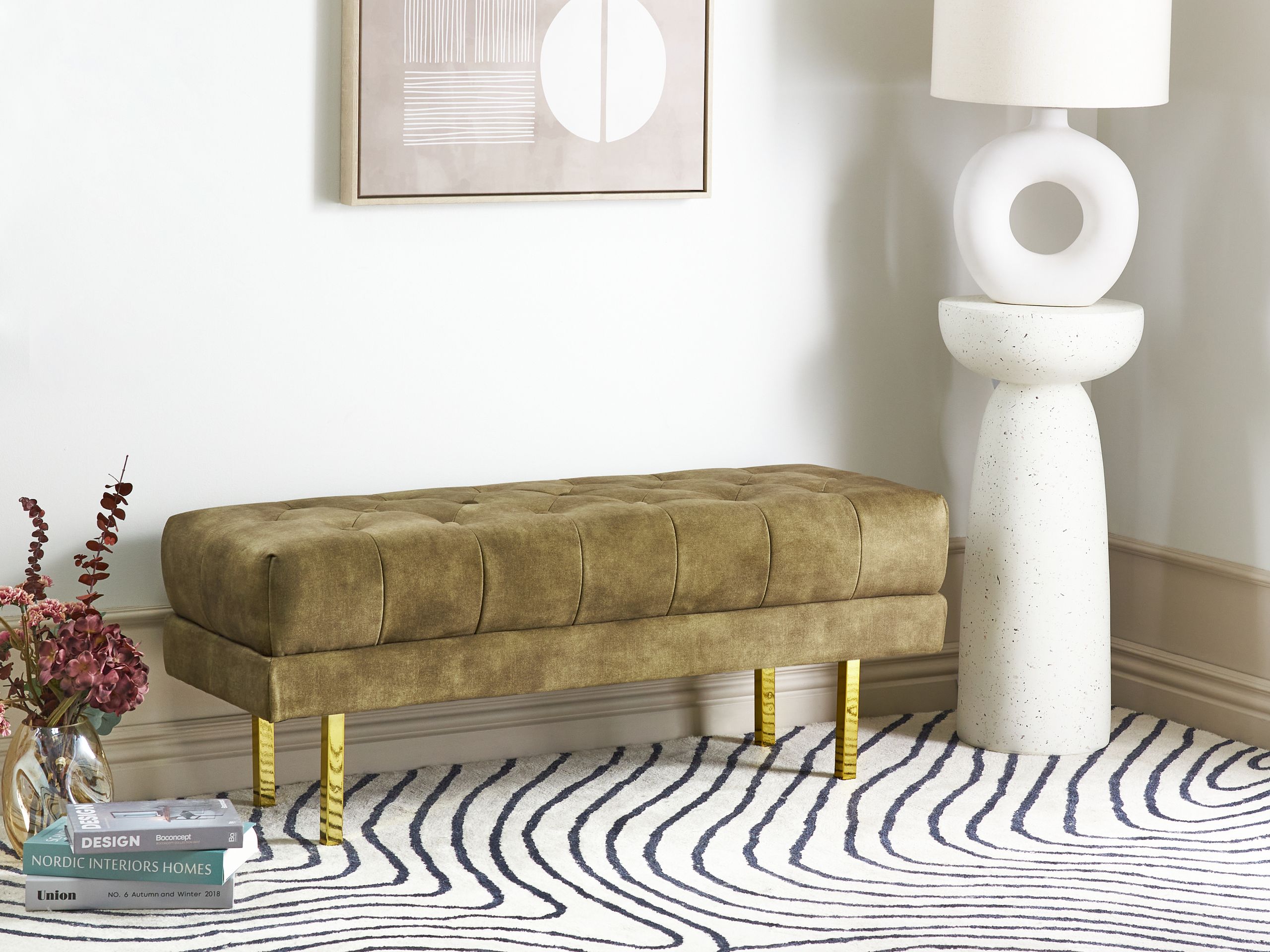 Penkki ROSEVILLE sametti Oliivinvihreä