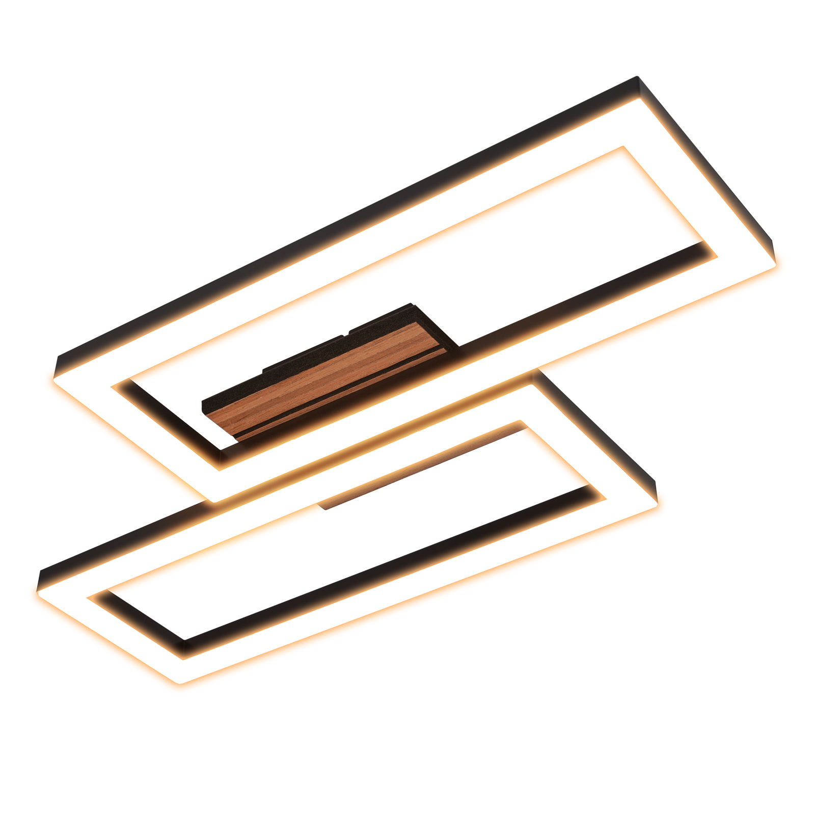 NETTLIFE 50 cm LED-kattovalaisin, musta puuefekti, moderni suorakaiteen muotoinen kattovalaisin, 3000K lämmin valkoinen makuuhuoneeseen, olohuoneeseen