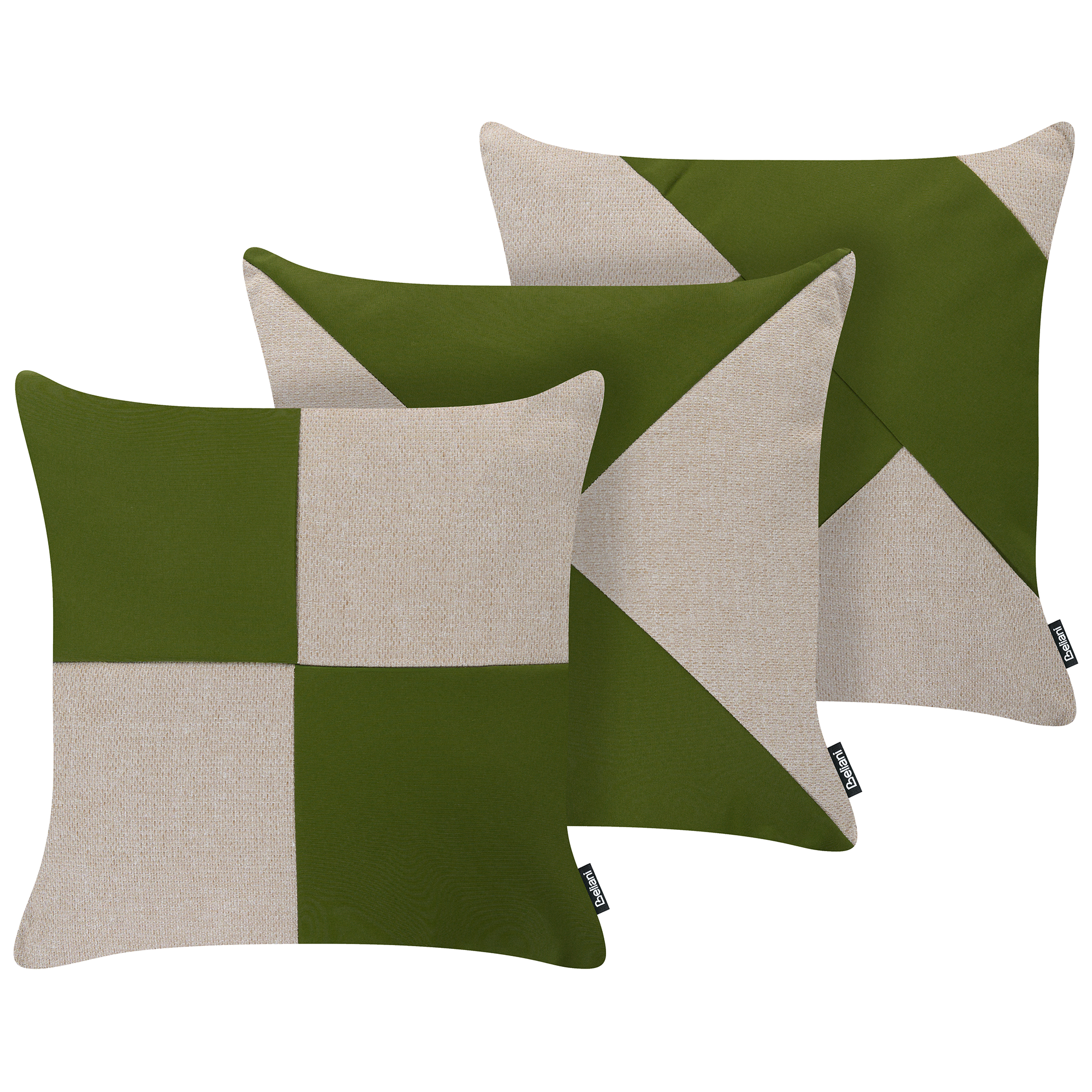 Ulkotyynysetti 3 kpl ALETRIS Ruutukuvio 45 x 45 cm Beige/vihreä