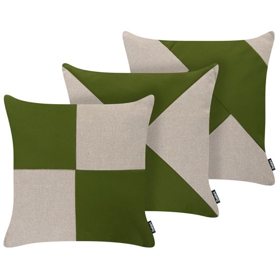 Ulkotyynysetti 3 kpl ALETRIS Ruutukuvio 45 x 45 cm Beige/vihreä