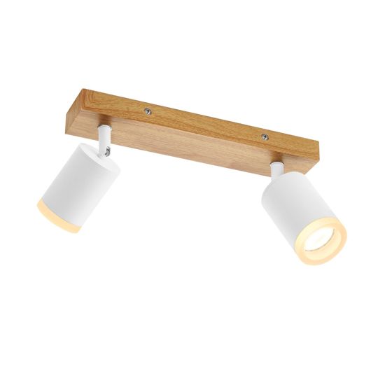 NETTLIFE valkoinen kattokohdevalaisin GU10 vintage-puinen seinäkohdevalaisin kääntyvä ilman lamppua 350° käännettävä teollisuuskäyttöön