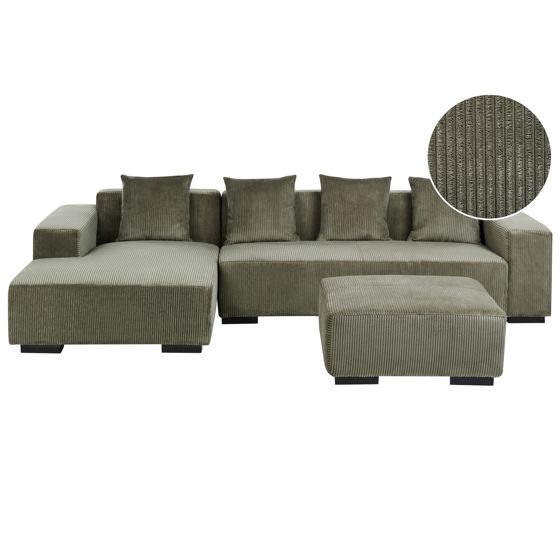 Kulmasohva LUNGO vakosametti Vihreä ja rahi 4-istuttava Oikea