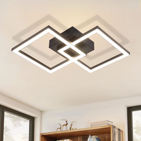 NETTLIFE Neliönmuotoinen, LED - kattovalaisin, musta, 24W, 4000K, neutraalin Valkoinen, moderni Keittiövalaisin