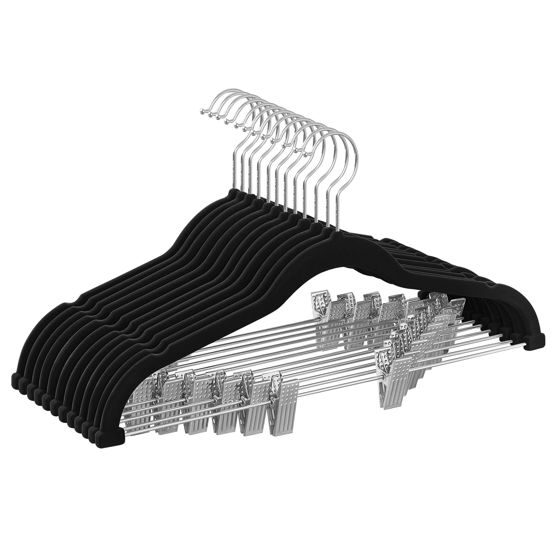 Mustat henkarit klipseillä, 12 kpl - CRF12B