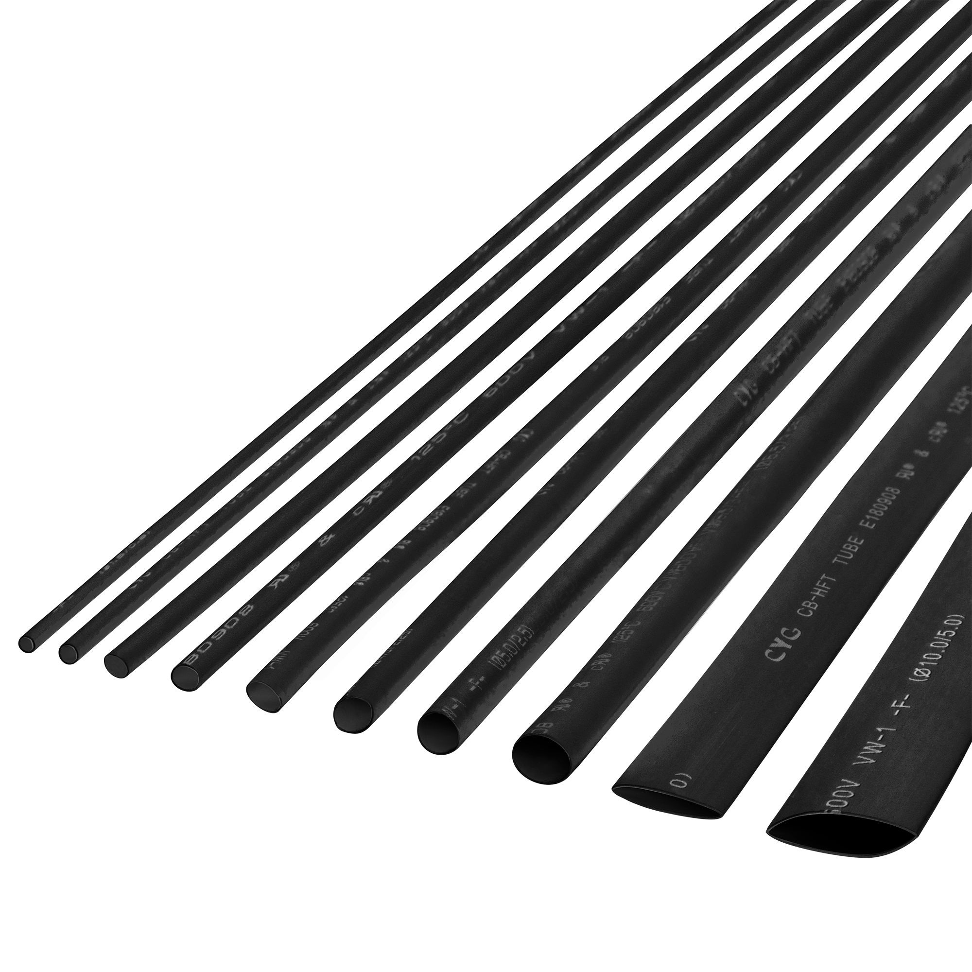 Kutisteletkusarja 5.0 mm 1 m 10 kpl musta Rebel