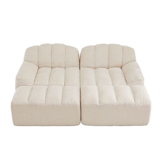 moduulisohva 2-paikkainen beige valkoinen granulaarinen villapellava moderni säädettävä