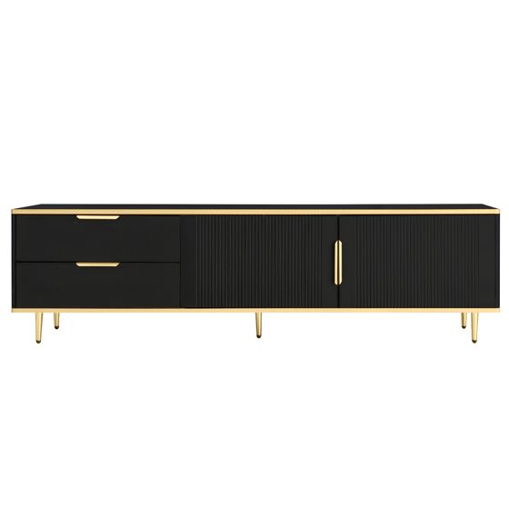 TV-taso 170x45x37 cm musta MDF ja lastulevy säilytyksellä ja liukuovilla