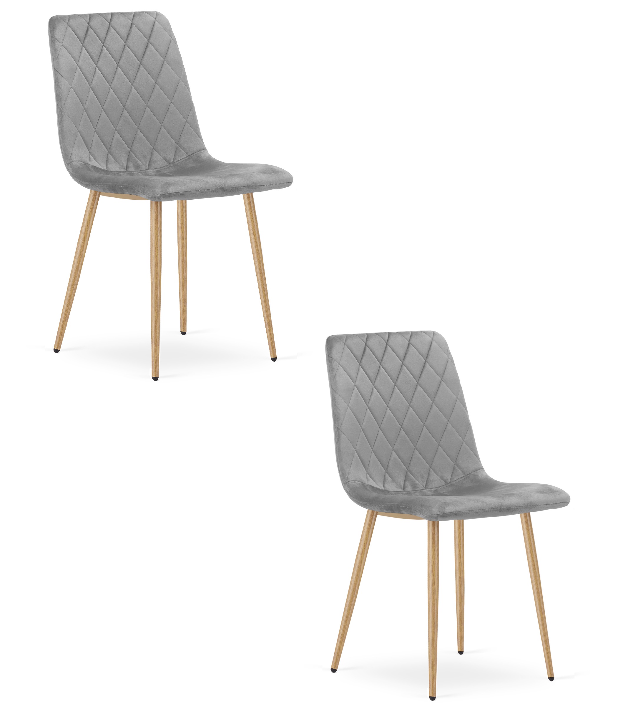 TURIN-tuoli 2 kpl, vaaleanharmaa sametti, puunväriset jalat