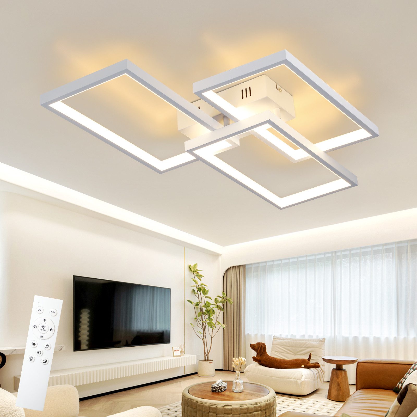 NETTLIFE valkoinen metallinen led kattovalaisin 72W 80cm moderni himmennettävä suorakaide olohuoneelle makuuhuoneelle muihin tiloihin