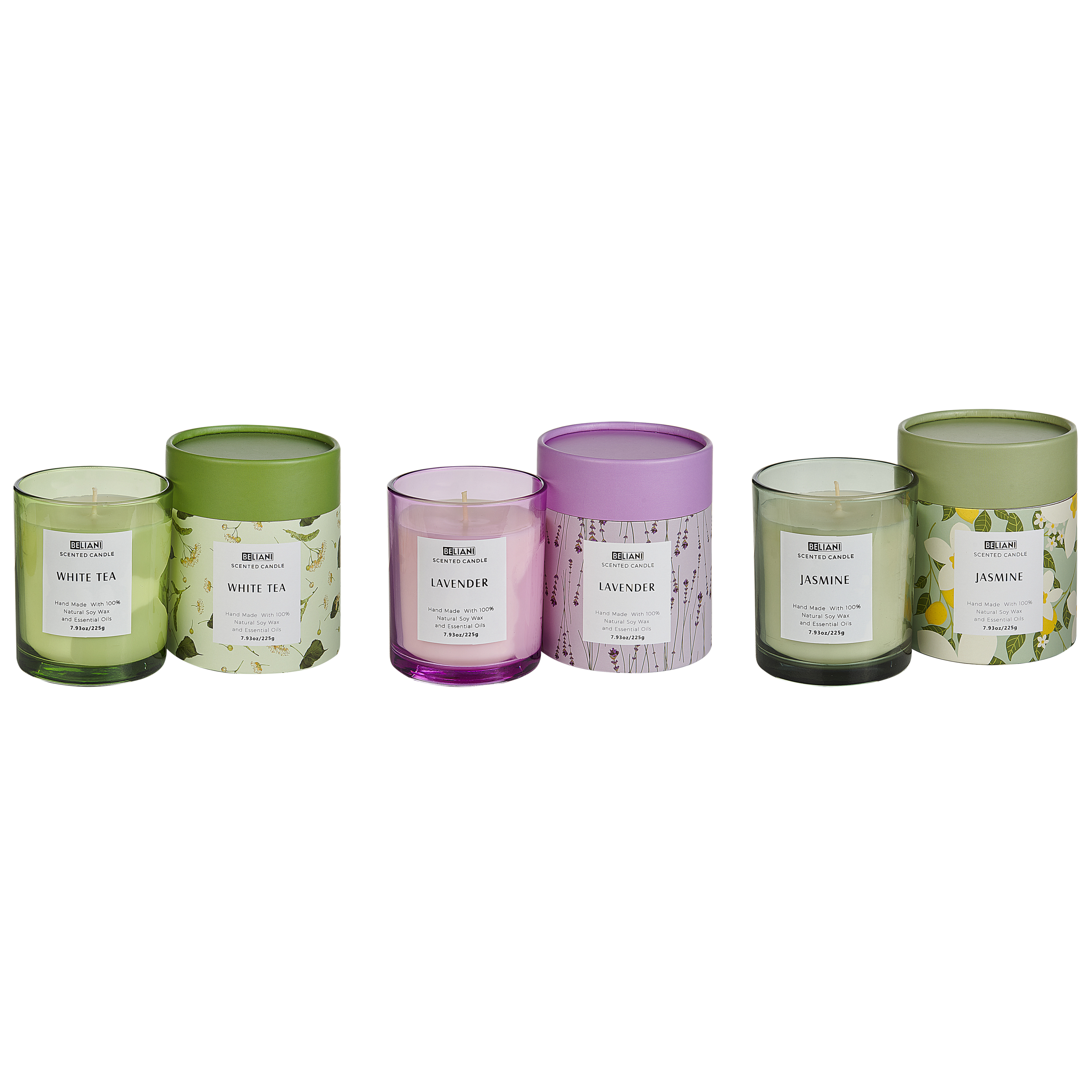 Tuoksukynttiläsetti 3 kpl COLORFUL BARREL Soijavaha Raikkaat tuoksut Kukkatuoksut