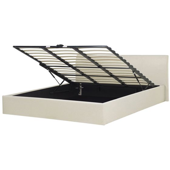 Sänky säilytystilalla kangas ORBEY 180 x 200 cm Vaaleanbeige