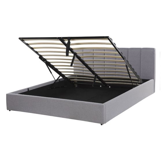 Sänky säilytystilalla kangas DREUX 140 x 200 cm Vaaleanharmaa