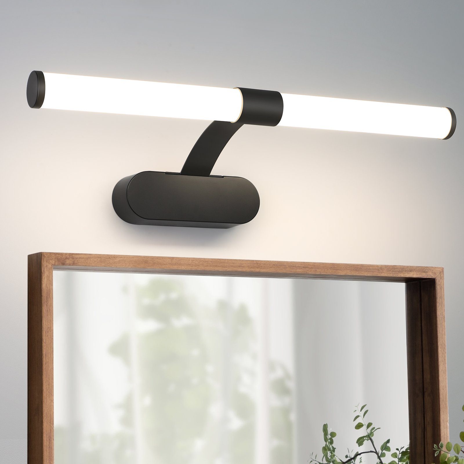 NETTLIFE LED - kylpyhuoneen, seinävalaisin, LED - peilivalaisin, neutraalin Valkoinen valo, 4000Kelviniä, 6WVedenpitävä, IP44 leveys, 400 mm, musta