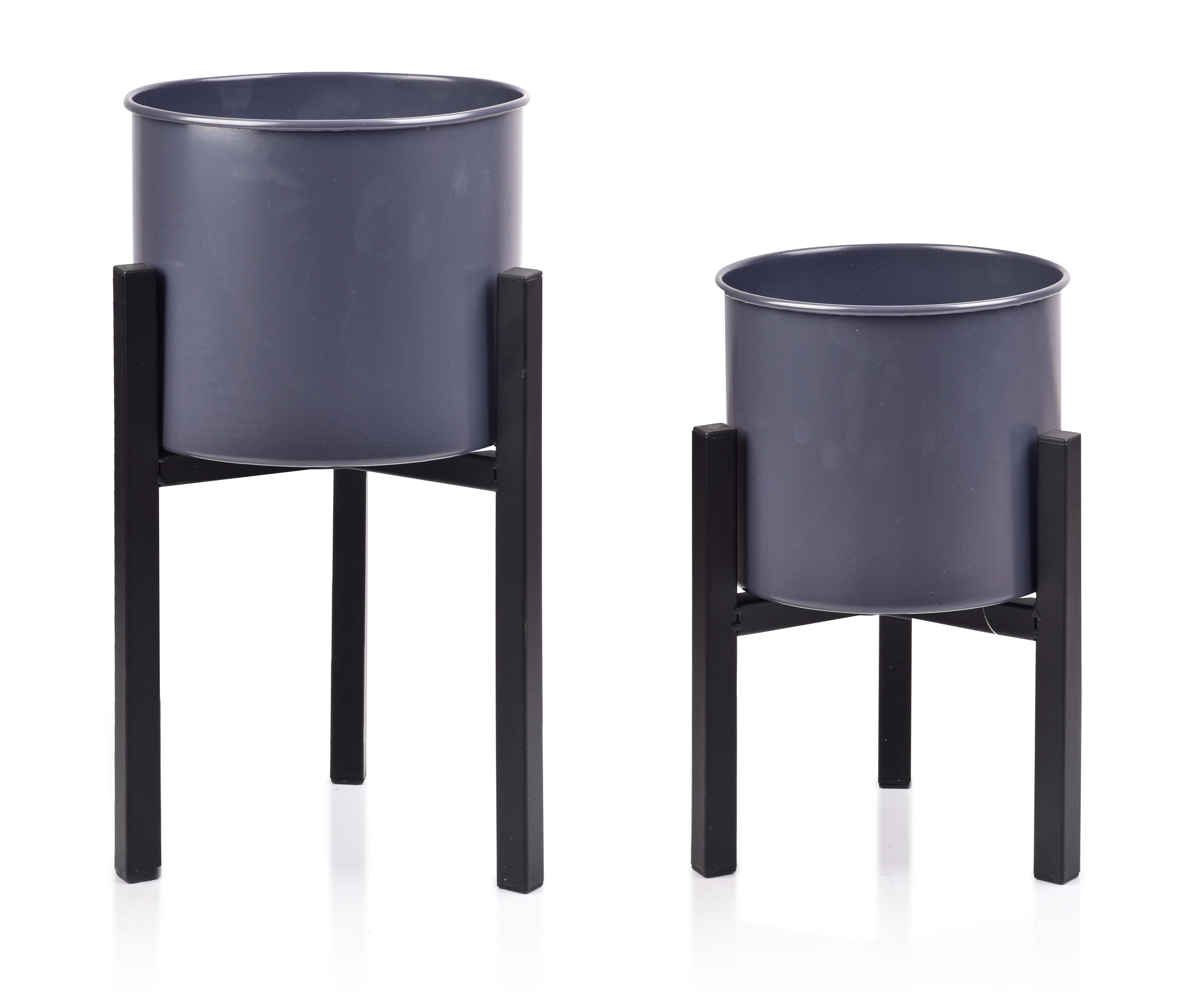 Istutusruukku metalli MONDEX SWEN Ø24x45/Ø21x34cm harmaa/musta 2kpl
